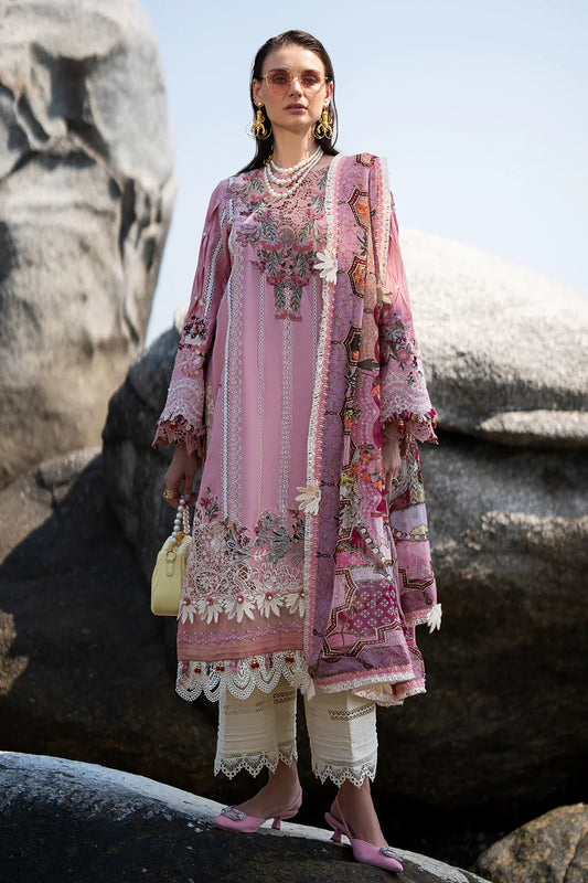 AJR Couture | Alif Signature Luxury Lawn 24 | Rosy - Pakistani Designer Dress - Maria Faisal