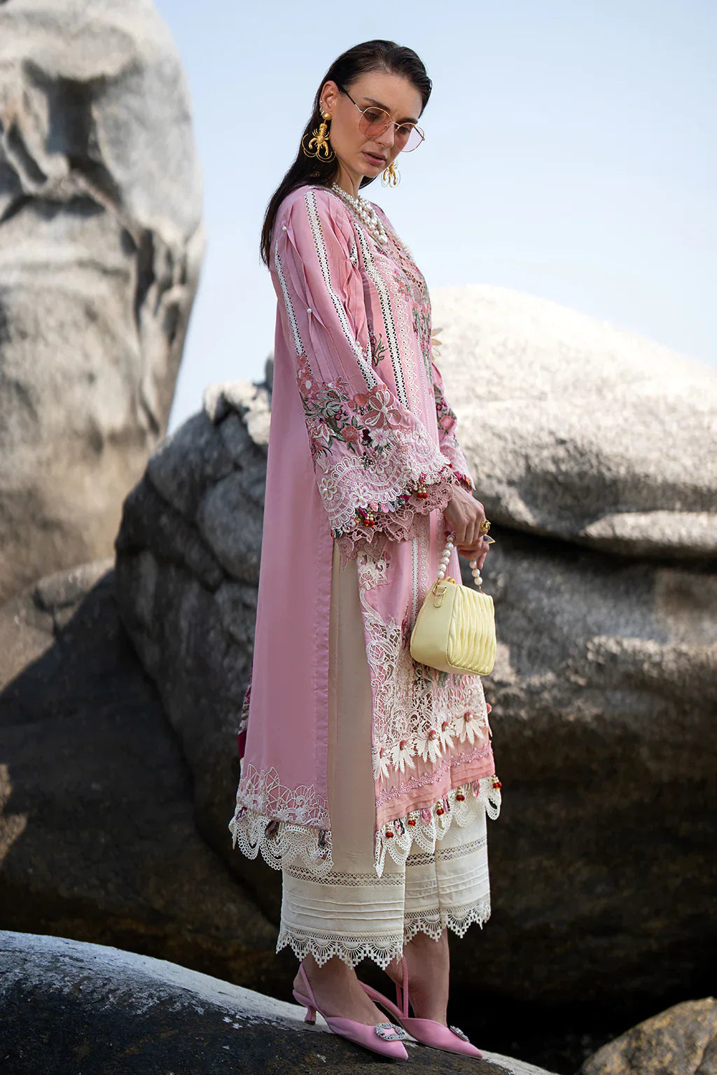 AJR Couture | Alif Signature Luxury Lawn 24 | Rosy - Pakistani Designer Dress - Maria Faisal