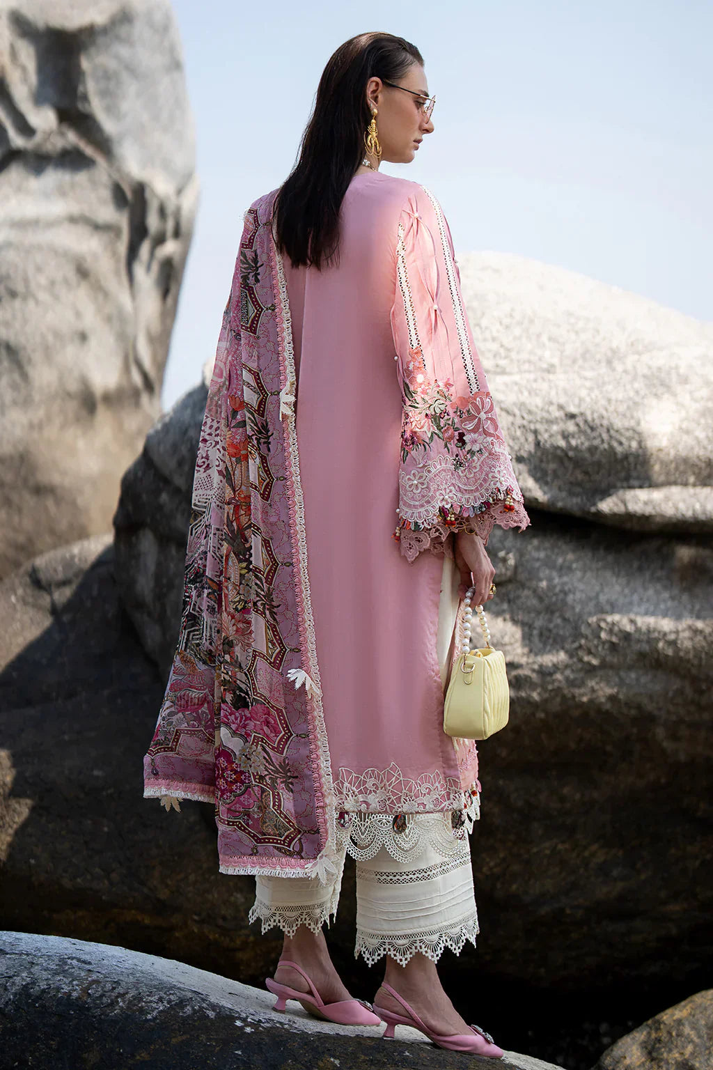 AJR Couture | Alif Signature Luxury Lawn 24 | Rosy - Pakistani Designer Dress - Maria Faisal