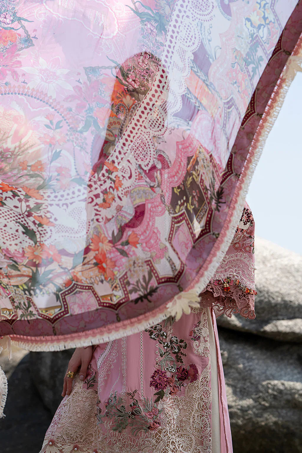 AJR Couture | Alif Signature Luxury Lawn 24 | Rosy - Pakistani Designer Dress - Maria Faisal