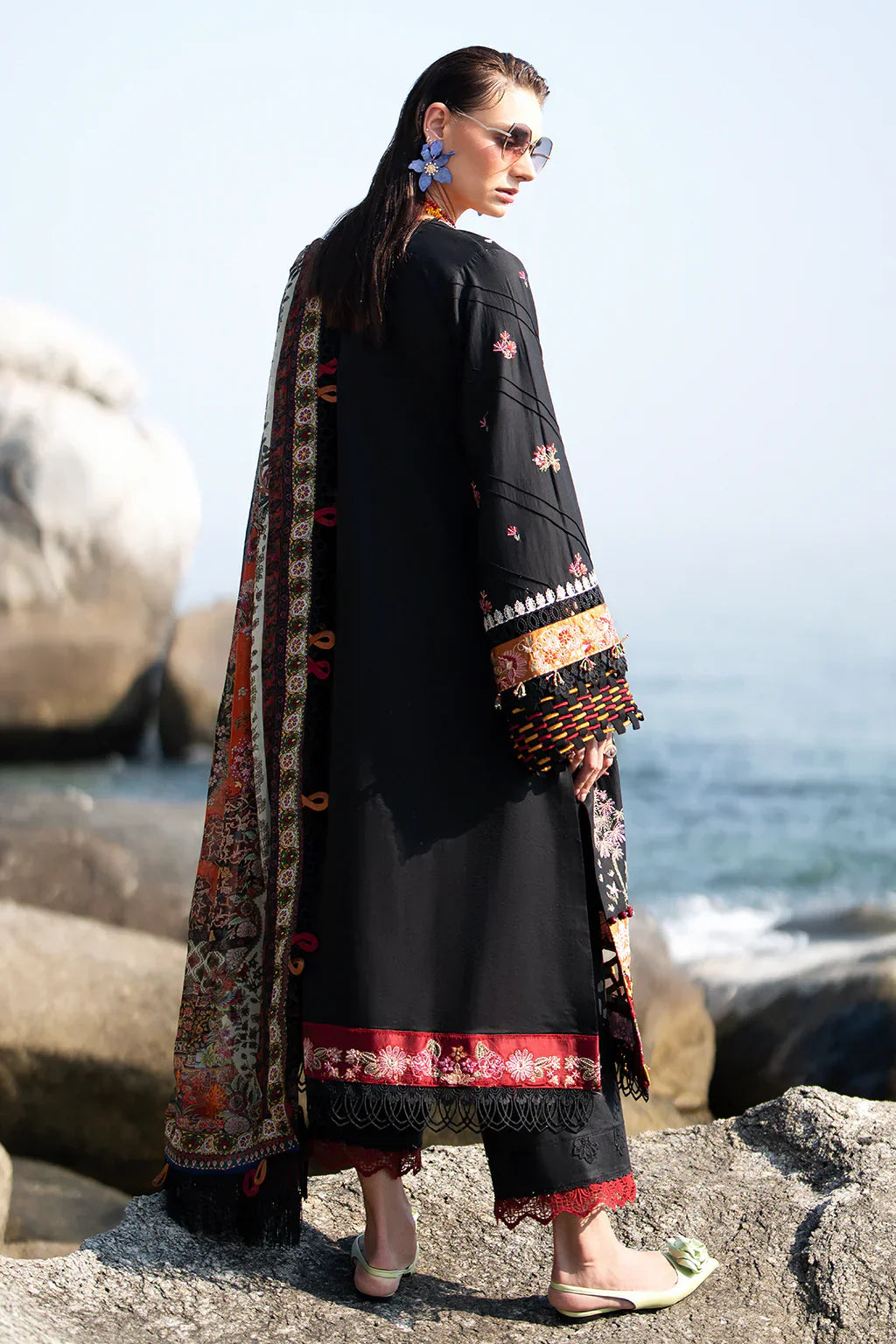 AJR Couture | Alif Signature Luxury Lawn 24 | Noir - Pakistani Designer Dress - Maria Faisal