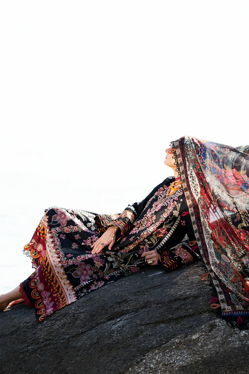 AJR Couture | Alif Signature Luxury Lawn 24 | Noir - Pakistani Designer Dress - Maria Faisal