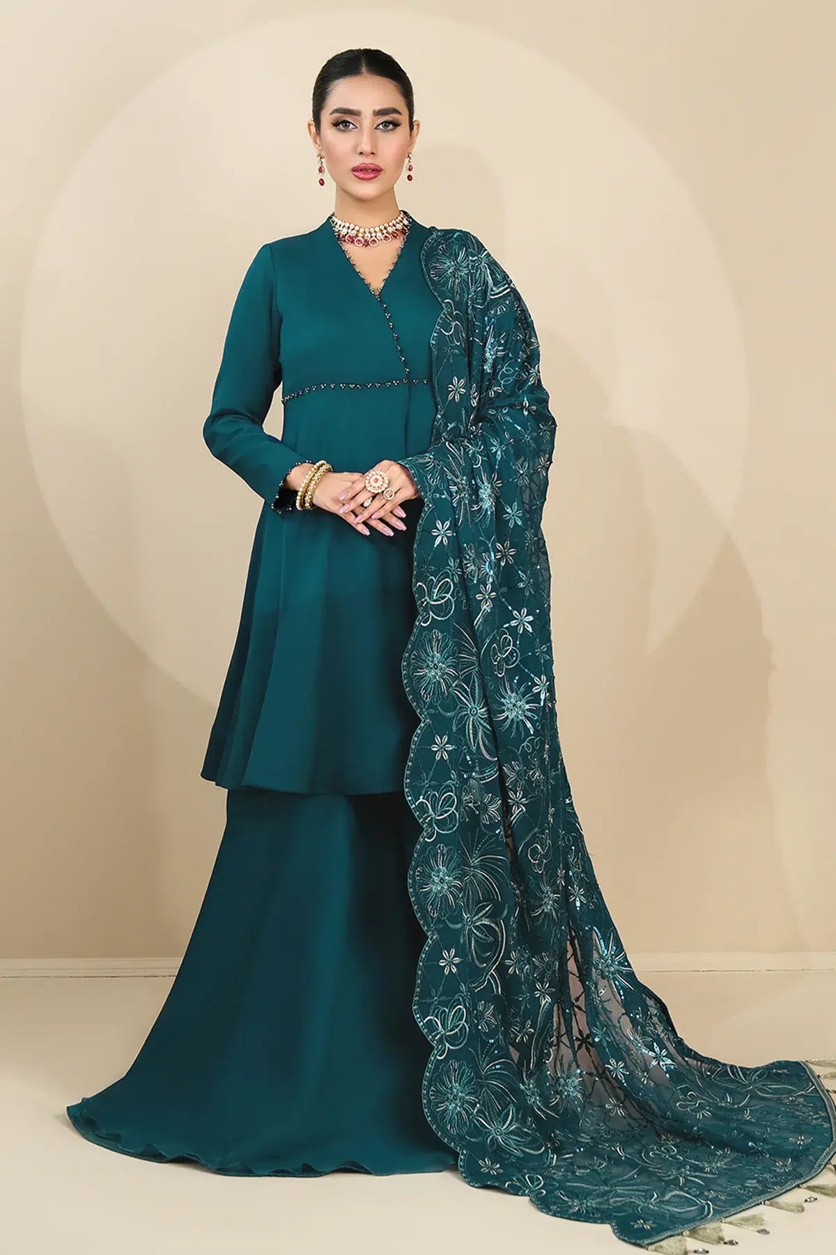 Alizeh | Formals Collection | Sea Green Peplum 3 piece - RTW1015