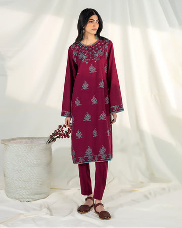Zevk | Winter Flavour | BEETROOT - Designer Dress with Intricate embroidery and embellishments. Shop elegent wedding dress at Maria Faisal.