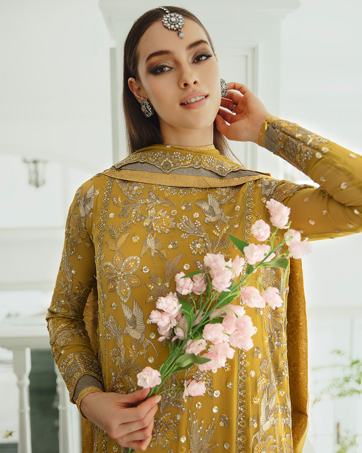 Maryum n Maria | Freesia Ariya Formals | SW23-510 - Ocher - Laleh - Ladies Clothes - Maria Faisal