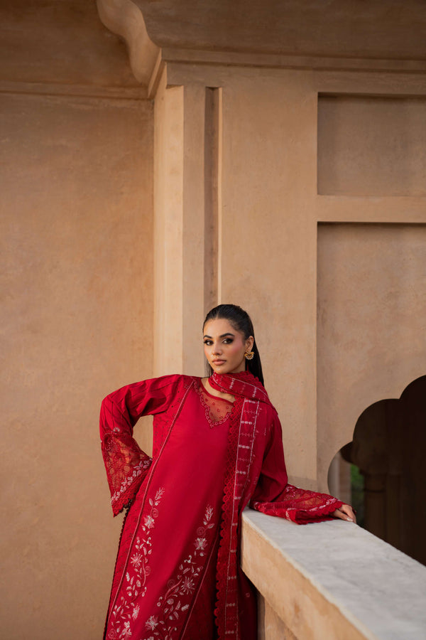Azzal | Lawn 25 | CRIMSON - Ladies Clothes - Maria Faisal