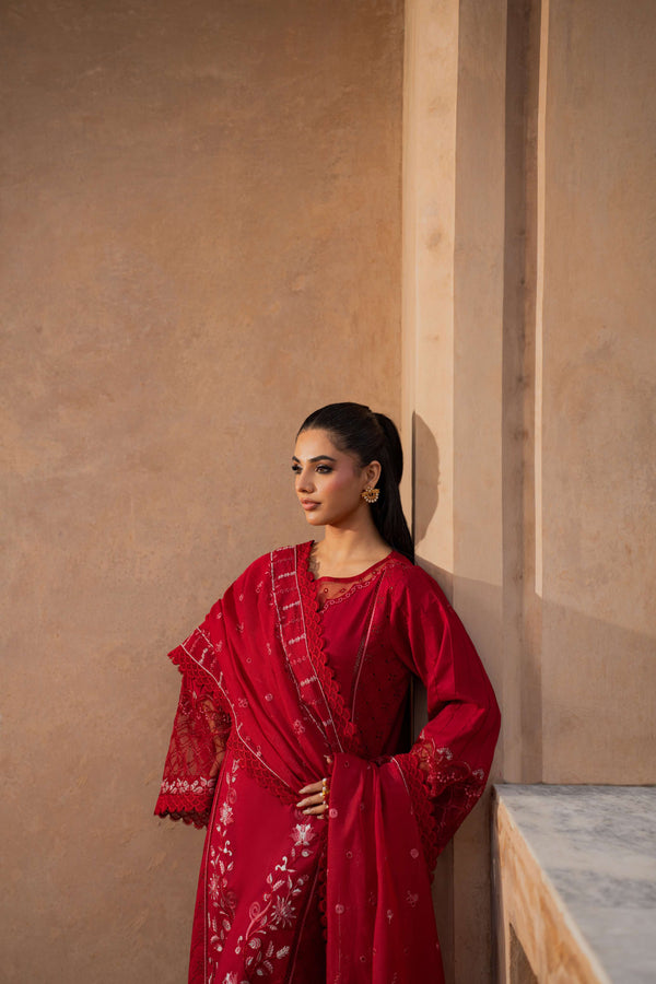 Azzal | Lawn 25 | CRIMSON - Ladies Clothes - Maria Faisal