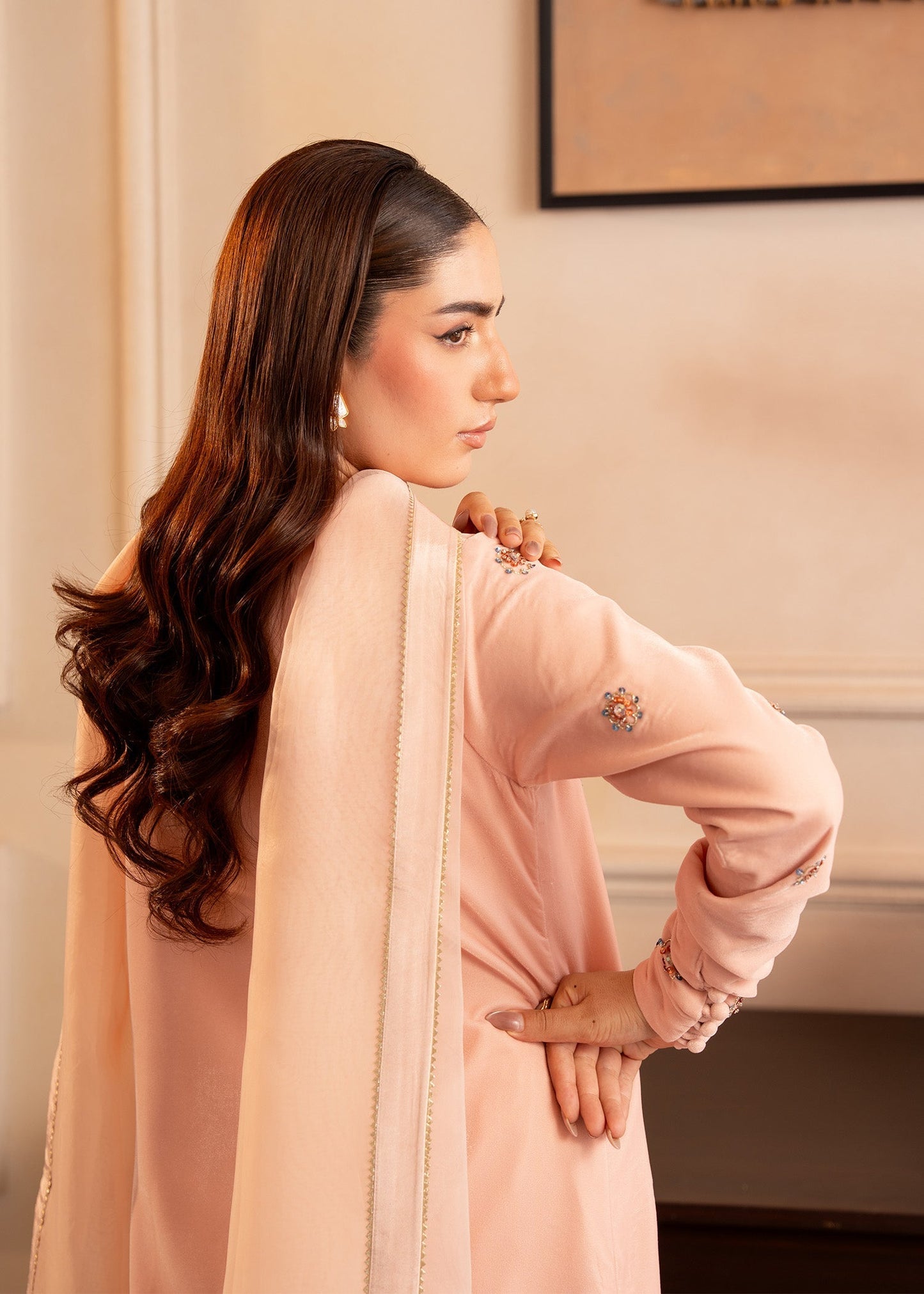 Fozia Khalid | The Velvet Rise 25 | BLOOM - Formal Dress - available at Maria Faisal in UK and USA.