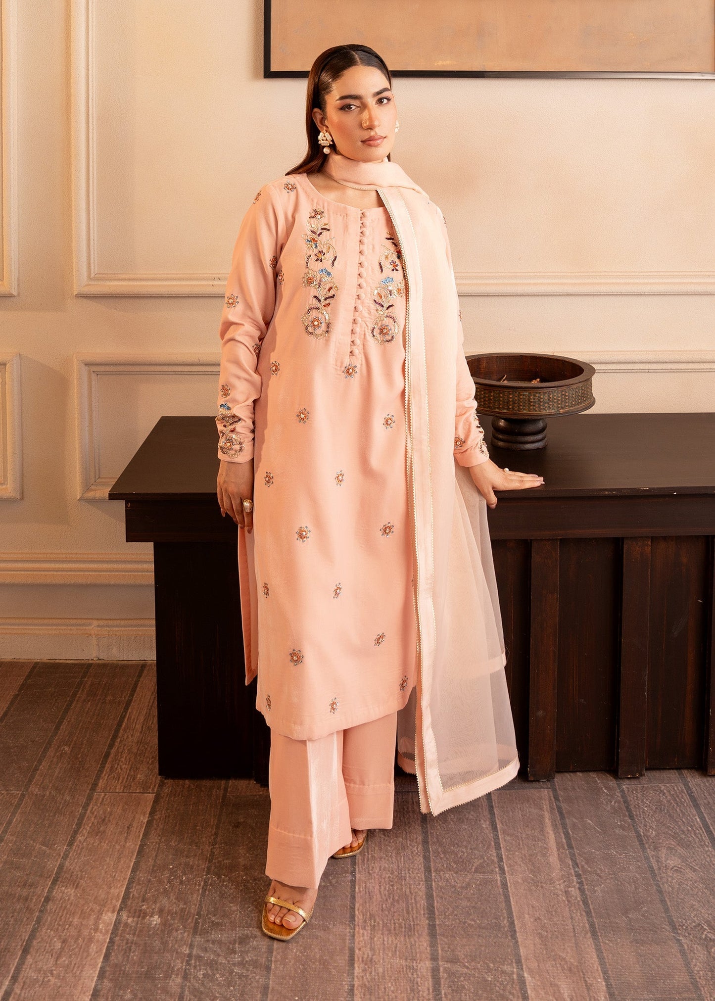 Fozia Khalid | The Velvet Rise 25 | BLOOM - Formal Dress - available at Maria Faisal in UK and USA.