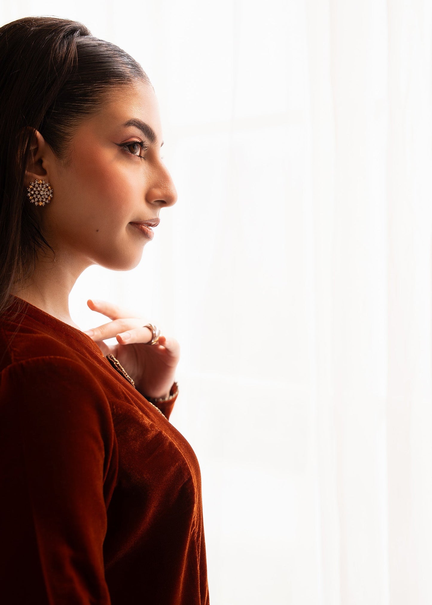 Fozia Khalid | The Velvet Rise 25 | MOCHA LUXE - Formal Dress - available at Maria Faisal in UK and USA.