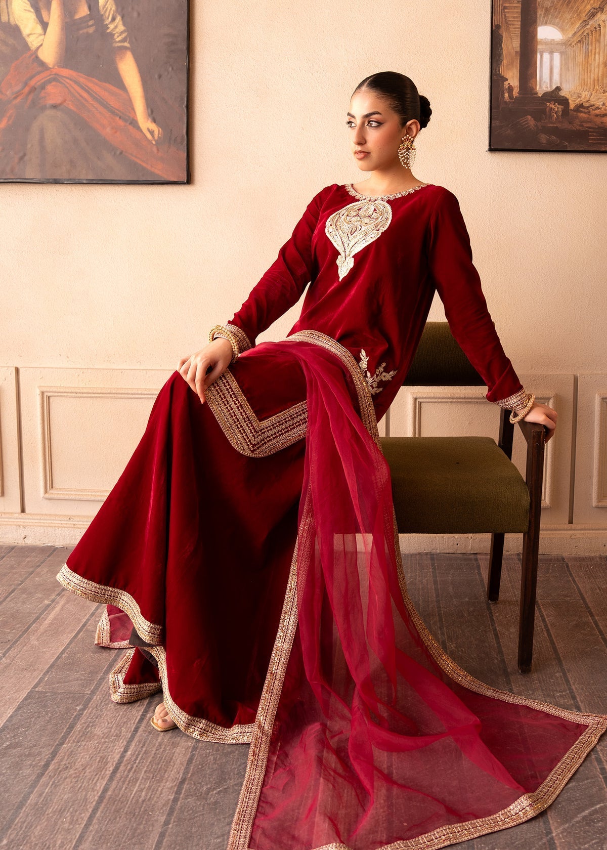 Fozia Khalid | The Velvet Rise 25 | ROSE EMBER - Formal Dress - available at Maria Faisal in UK and USA.