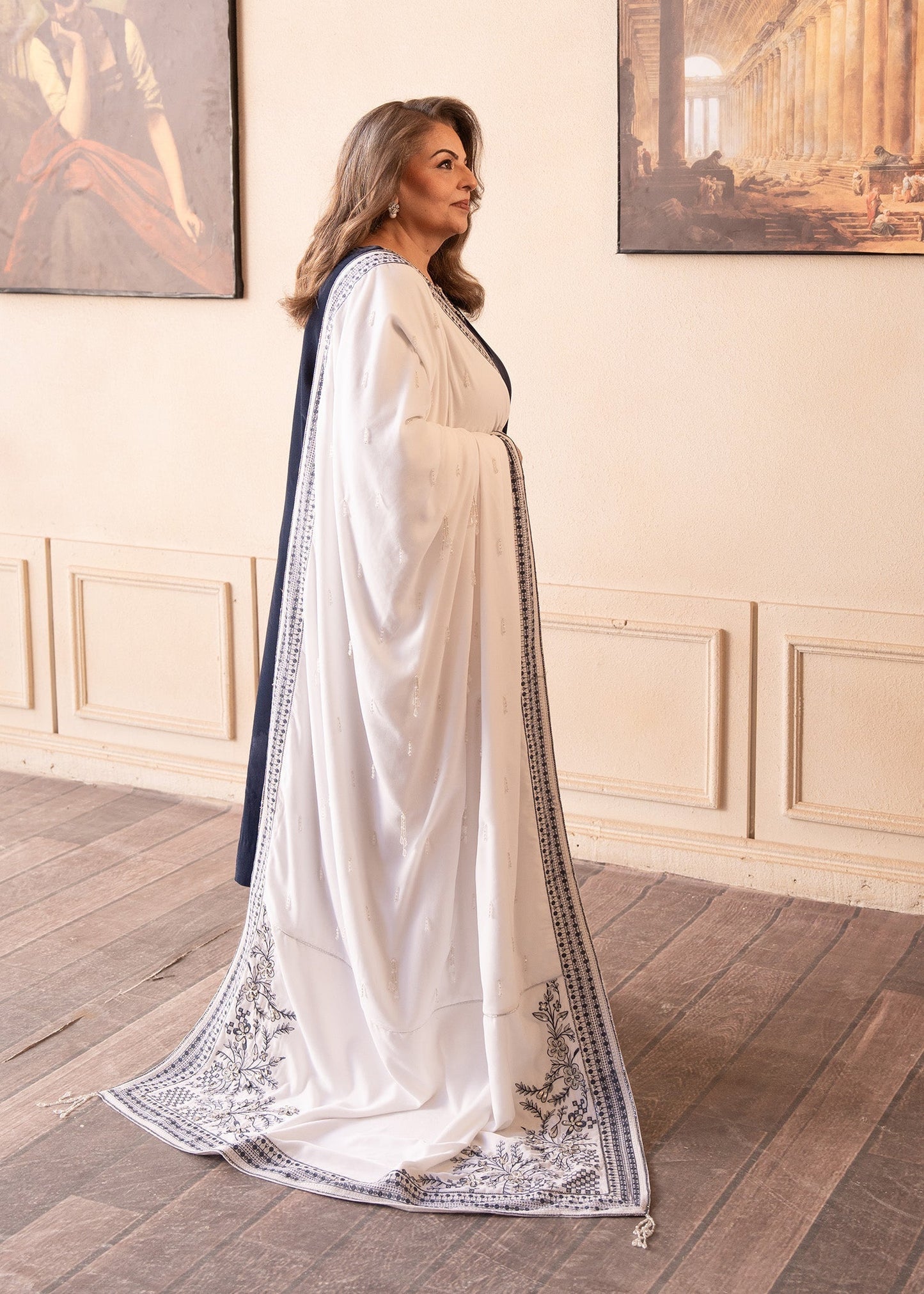 Fozia Khalid | The Velvet Rise 25 | STEAL MIST - Formal Dress - available at Maria Faisal in UK and USA.