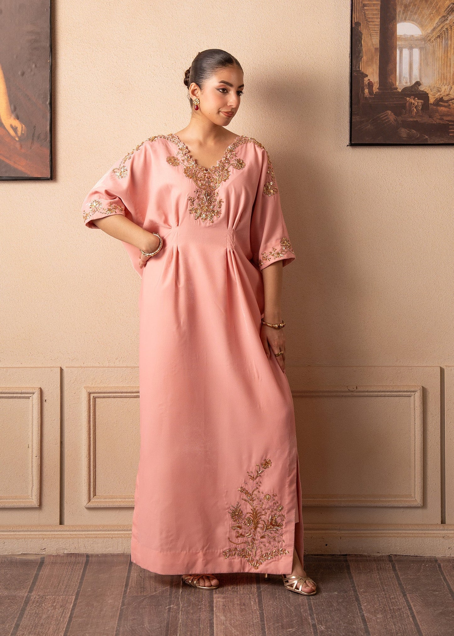 Fozia Khalid | The Velvet Rise 25 | BLUSH AURA - Formal Dress - available at Maria Faisal in UK and USA.