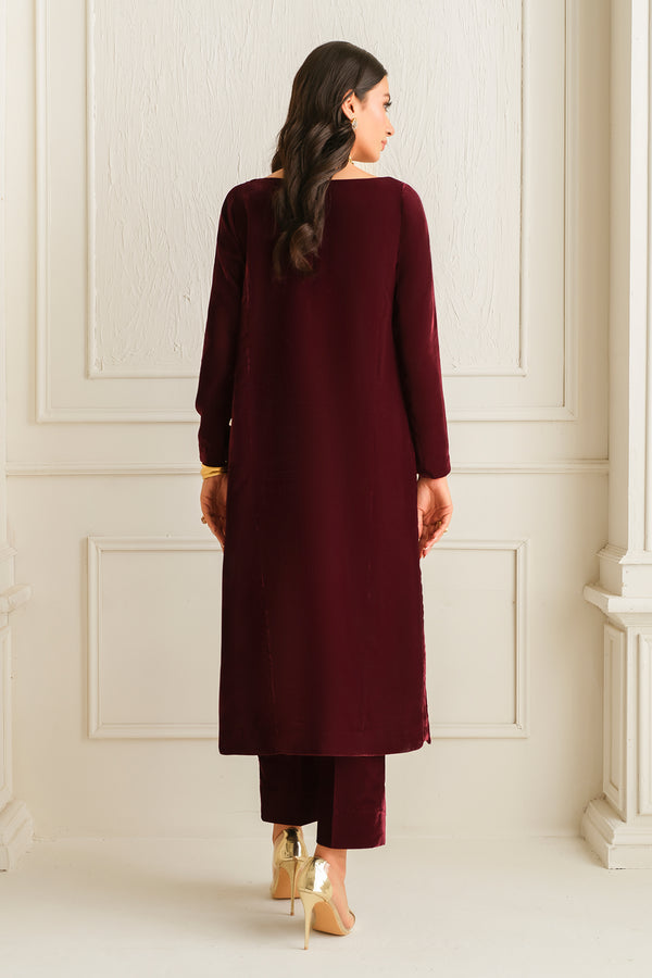 Baroque | Luxury Pret 24 | VELVET SUIT PR-1009 - Designer Dress with Intricate embroidery and embellishments. Shop elegent wedding dress at Maria Faisal.