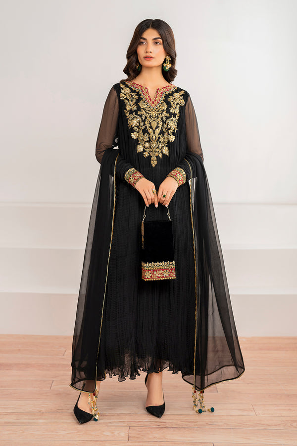 Baroque | Luxury Pret 24 | CRUSH CHIFFON PR-992 - Designer Dress with Intricate embroidery and embellishments. Shop elegent wedding dress at Maria Faisal.