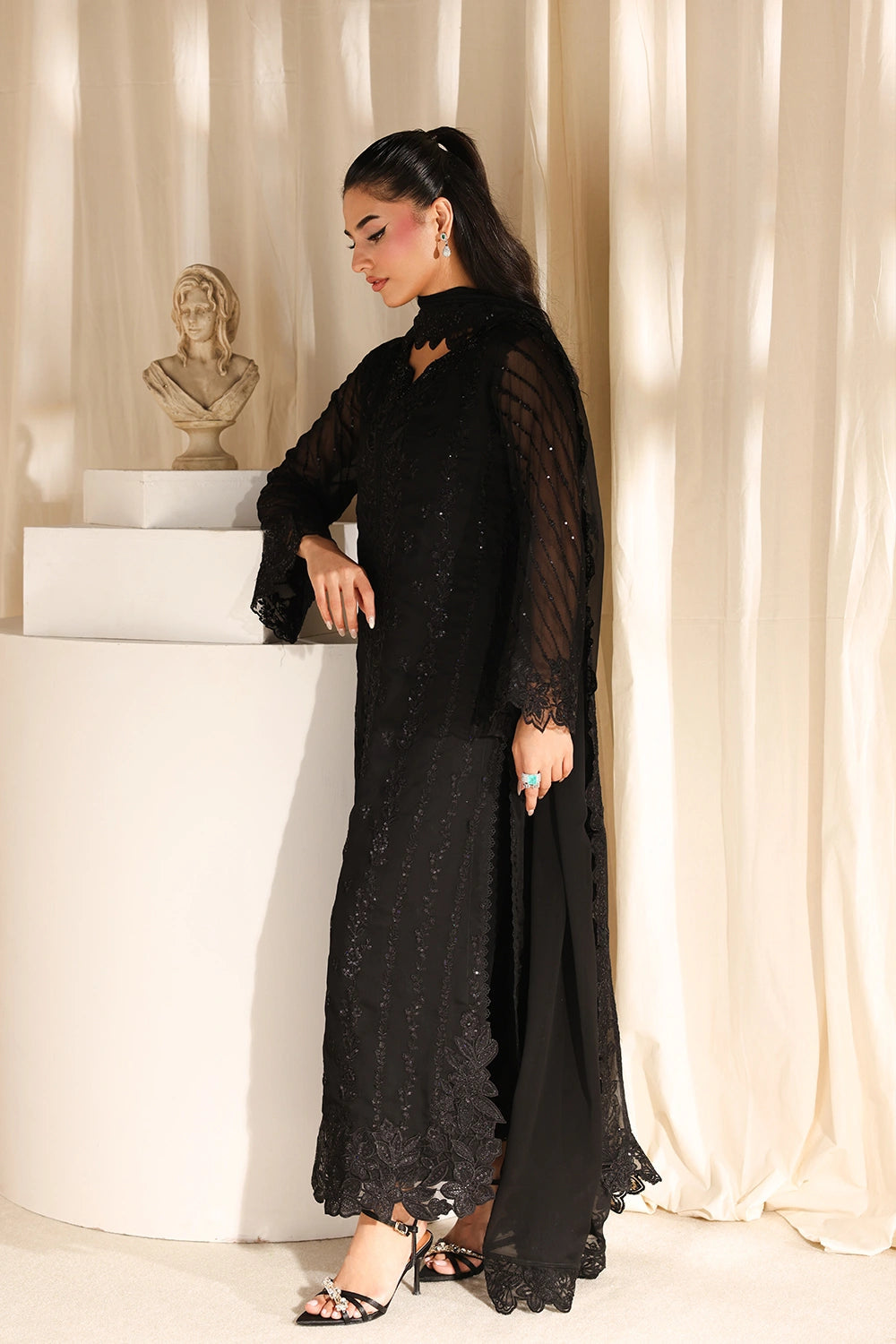 Azure | Azure Luxe | Black Pearl - Luxury Dress - available at Maria Faisal in UK and USA.