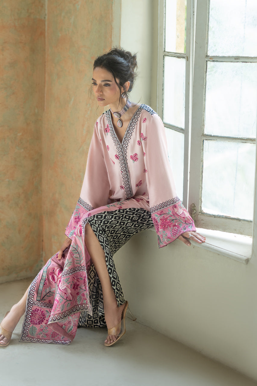 Zainab Chottani | Summer Edition 26 | Blush Serenade Kaftan - Formal Dress - available at Maria Faisal in UK and USA.