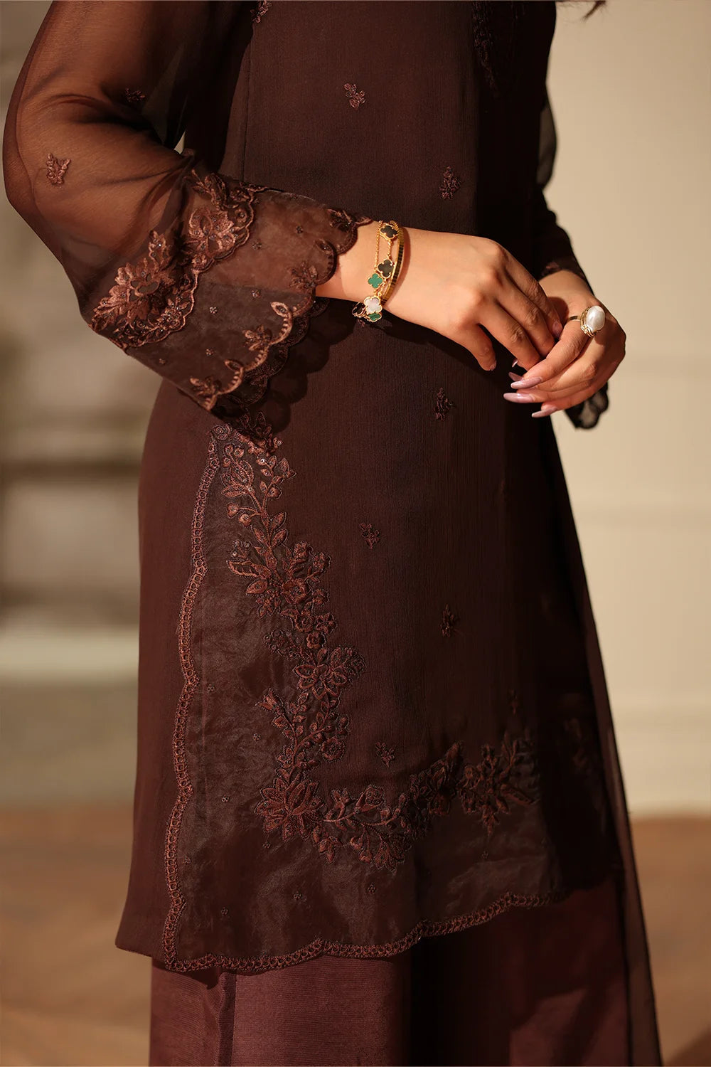 Azure | Ensembles | Cocoa Drape - Casual Dress - available at Maria Faisal in UK and USA.