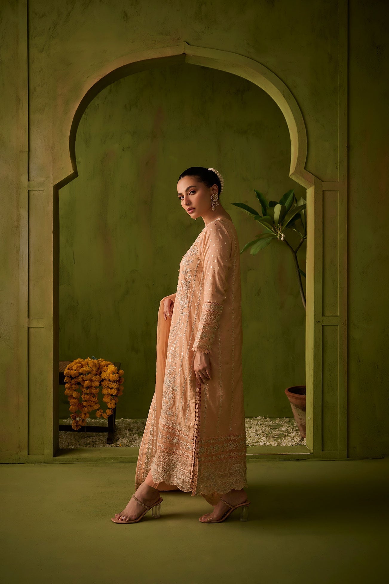 Dhanak | Festive Formals | SS24DU-3199 L-PINK 3Pcs - Designer Dress with Intricate embroidery and embellishments. Shop elegent wedding dress at Maria Faisal.