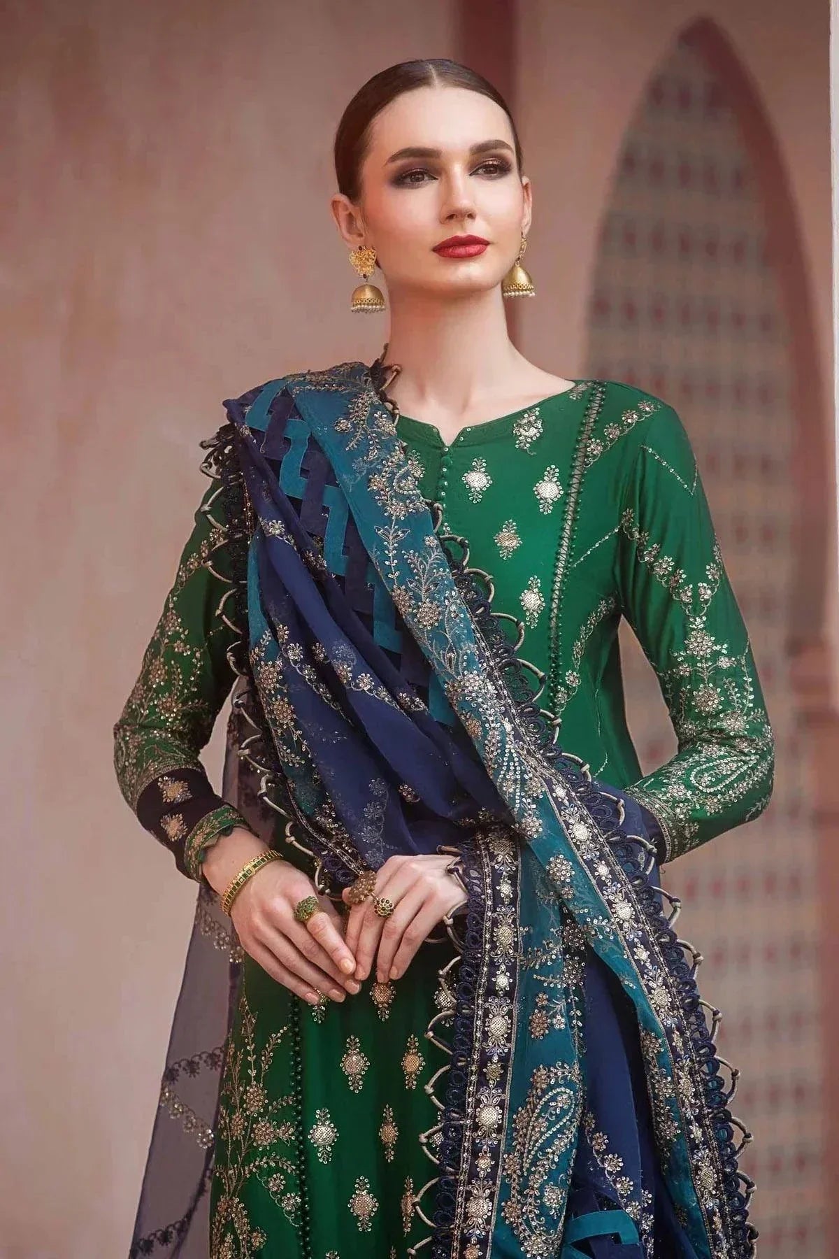 Maria B | Sateen Formals 23 | Emerald Green CST-711