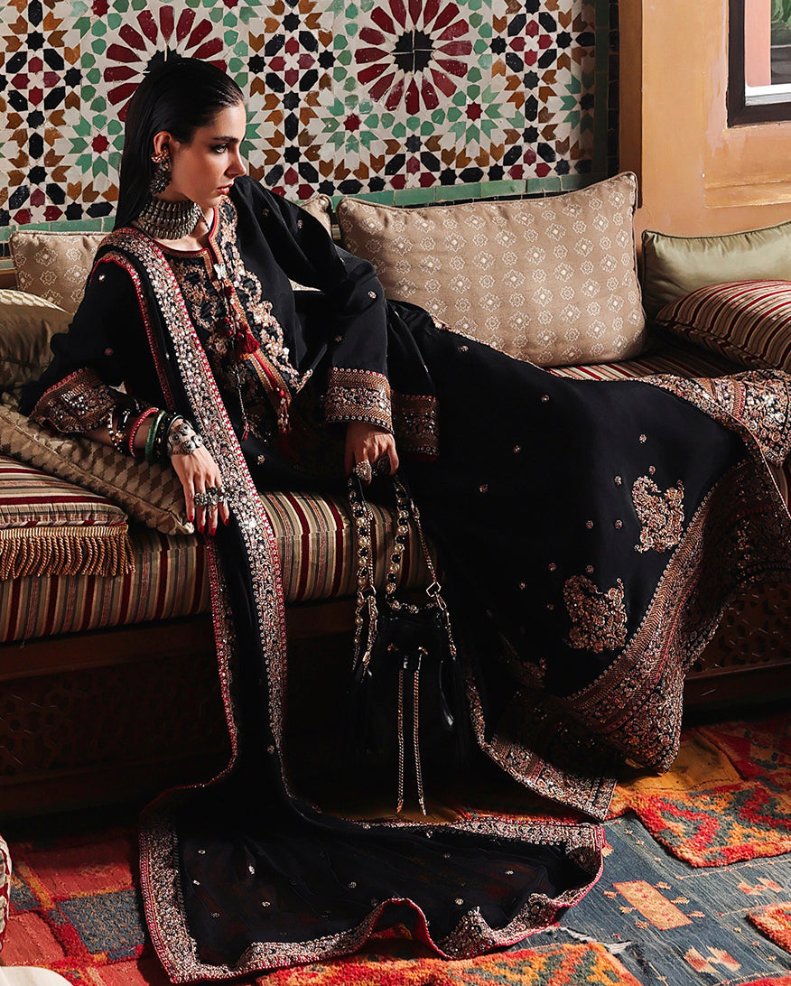 Mushq | Nuvera Rawsilk | Carmine Jewel - Luxury Dress - available at Maria Faisal in UK and USA.
