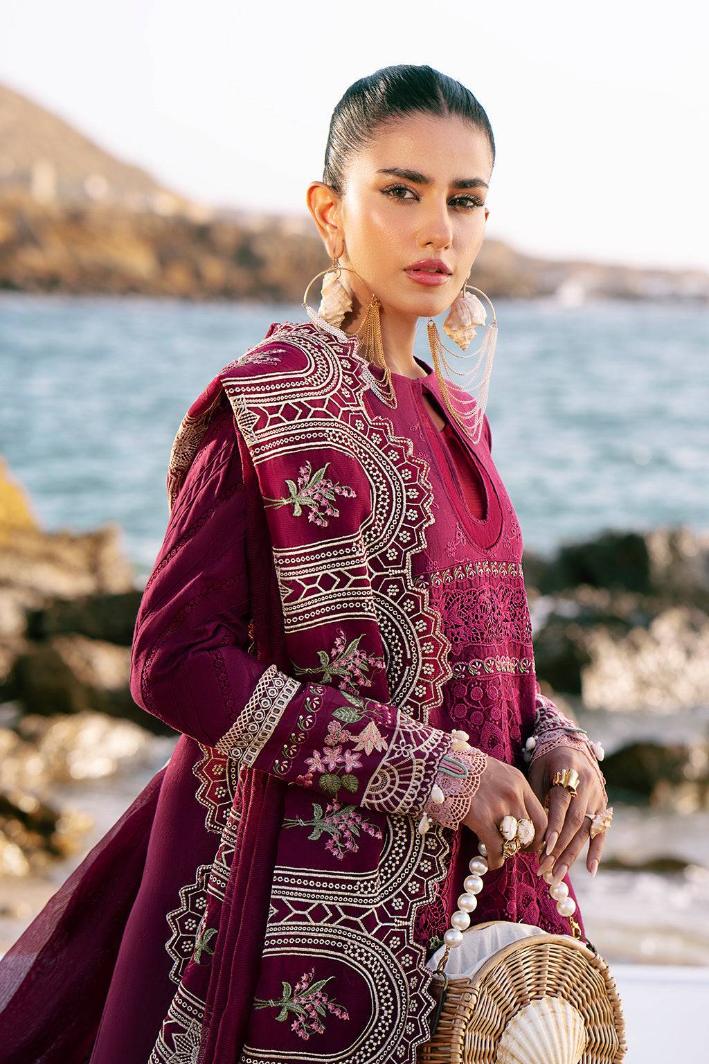 AJR Couture | Dastan Luxury Lawn 25 | Cherry Wine by Maria Faisal - Registered Vendor of : AJR Couture - type : Ladies Clothes - 100% original wedding dresses