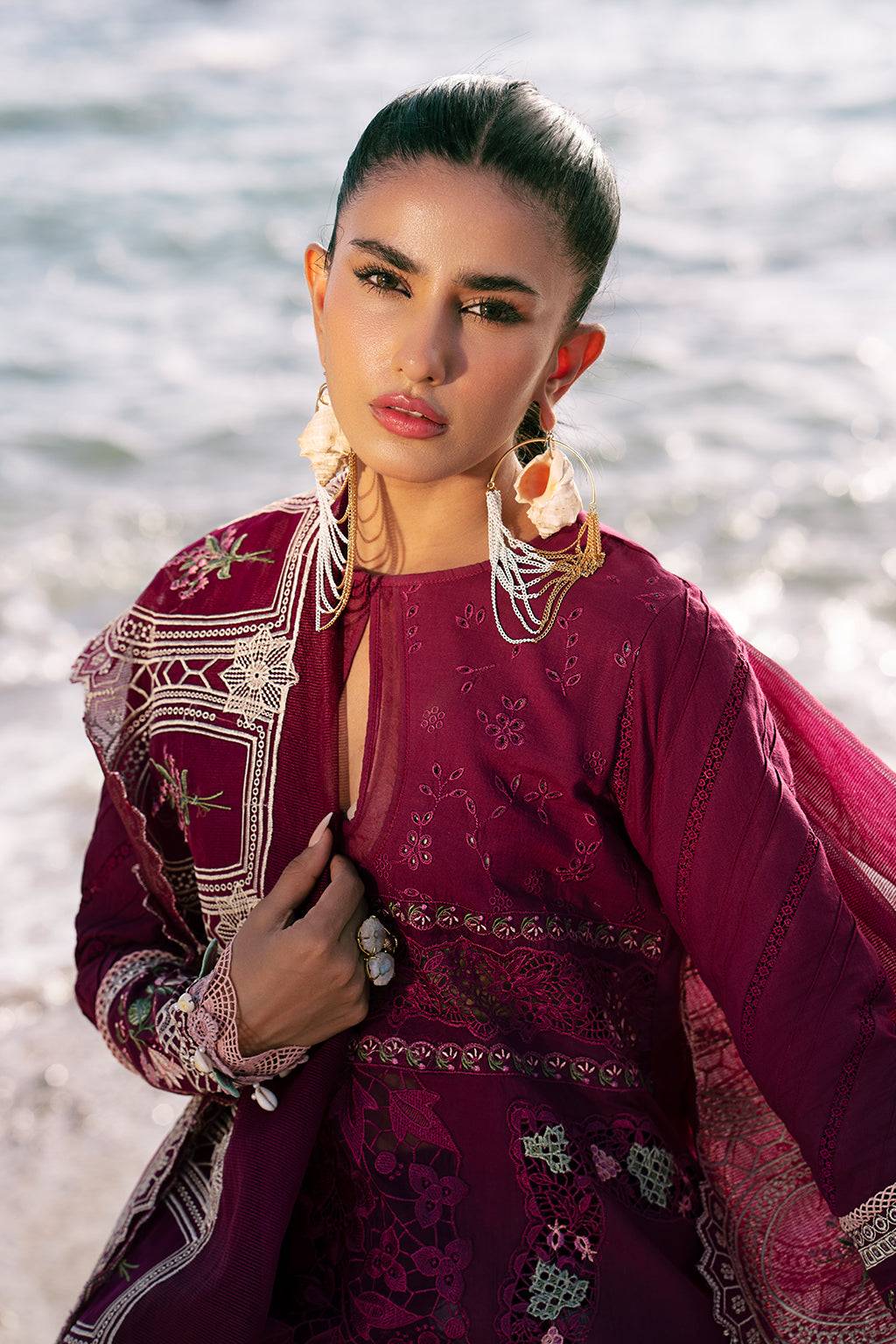 AJR Couture | Dastan Luxury Lawn 25 | Cherry Wine by Maria Faisal - Registered Vendor of : AJR Couture - type : Ladies Clothes - 100% original wedding dresses
