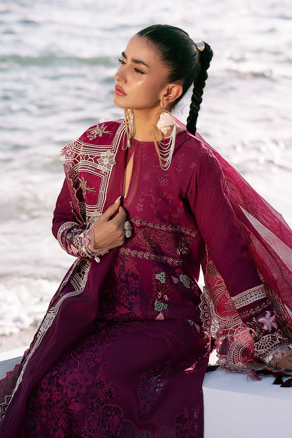 AJR Couture | Dastan Luxury Lawn 25 | Cherry Wine by Maria Faisal - Registered Vendor of : AJR Couture - type : Ladies Clothes - 100% original wedding dresses