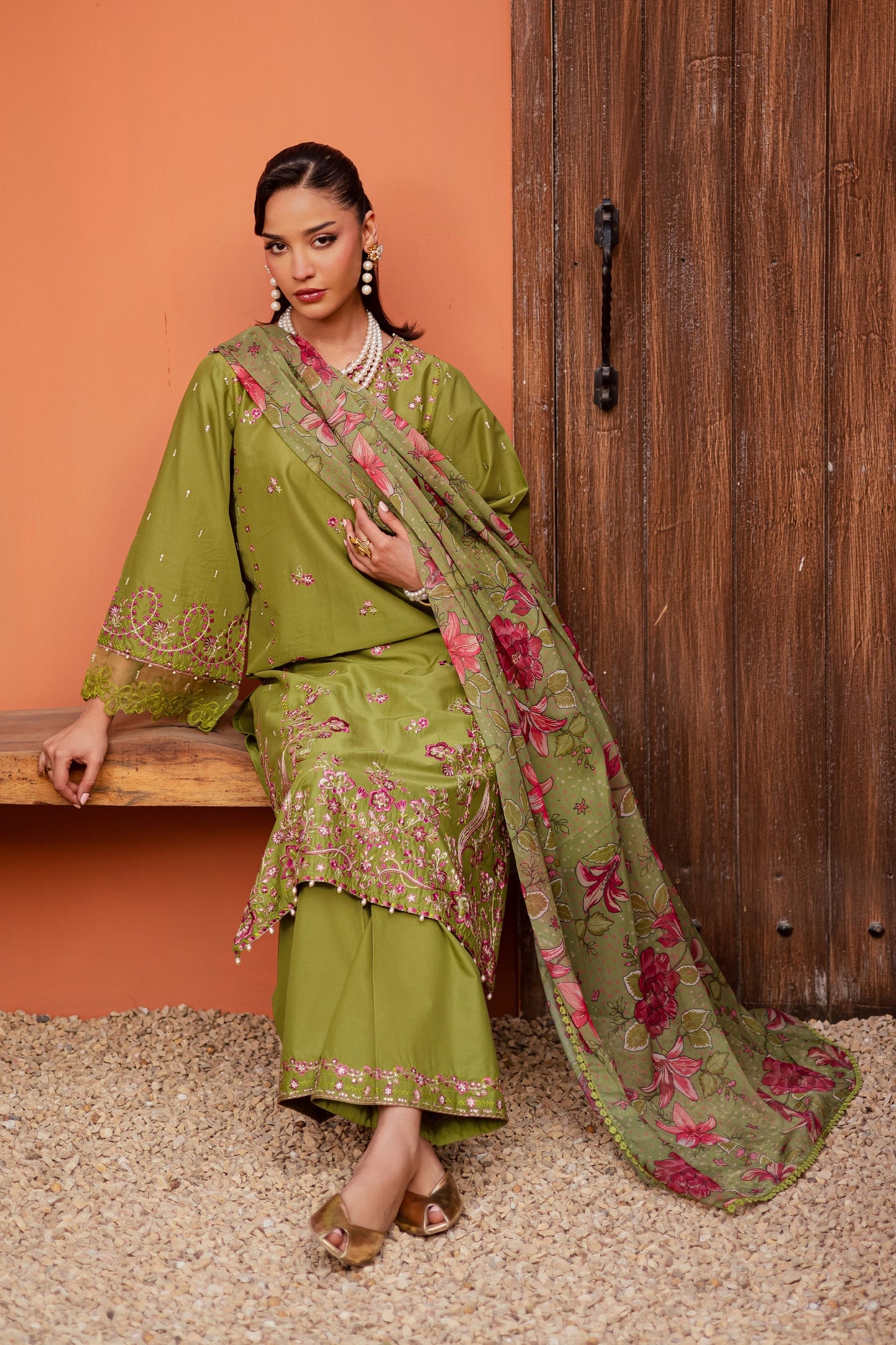 Batik | Festive Eid 26 | Cray - Luxury Dress - available at Maria Faisal in UK and USA.