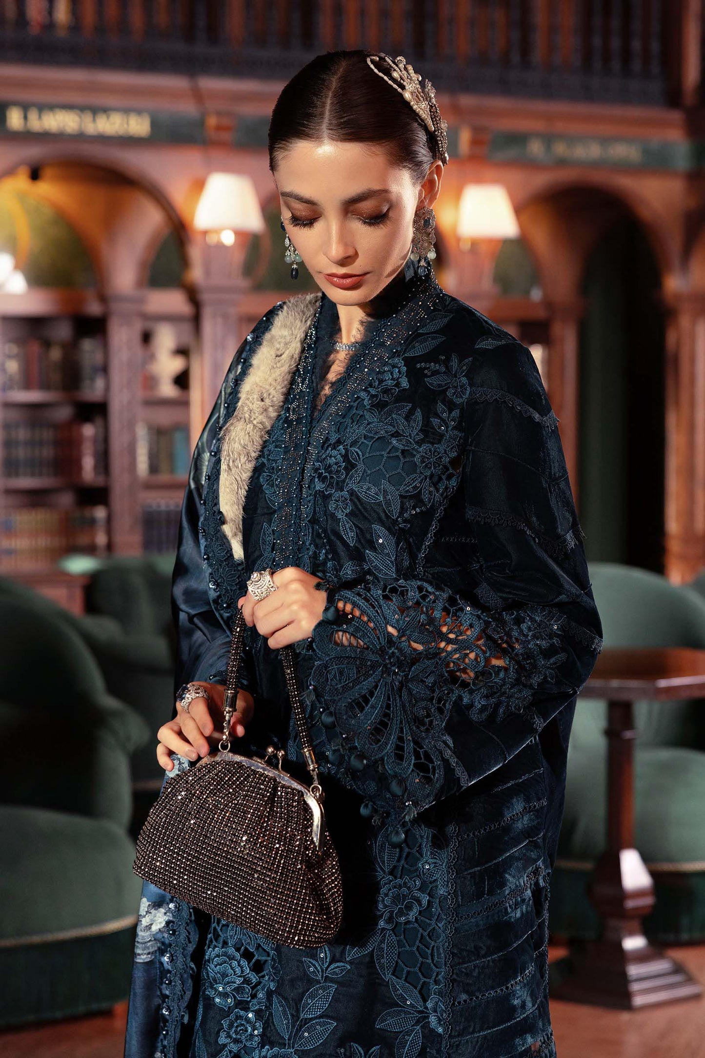 Maria B | Winter Luxe 25 | WL-1310 - Casual Dress - available at Maria Faisal in UK and USA.