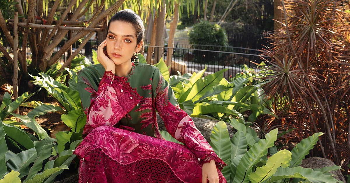Green Long Shirt with Plazo - Maria B | M Prints Eid'26 | MPT-2911-B - Ladies Clothes - Maria Faisal