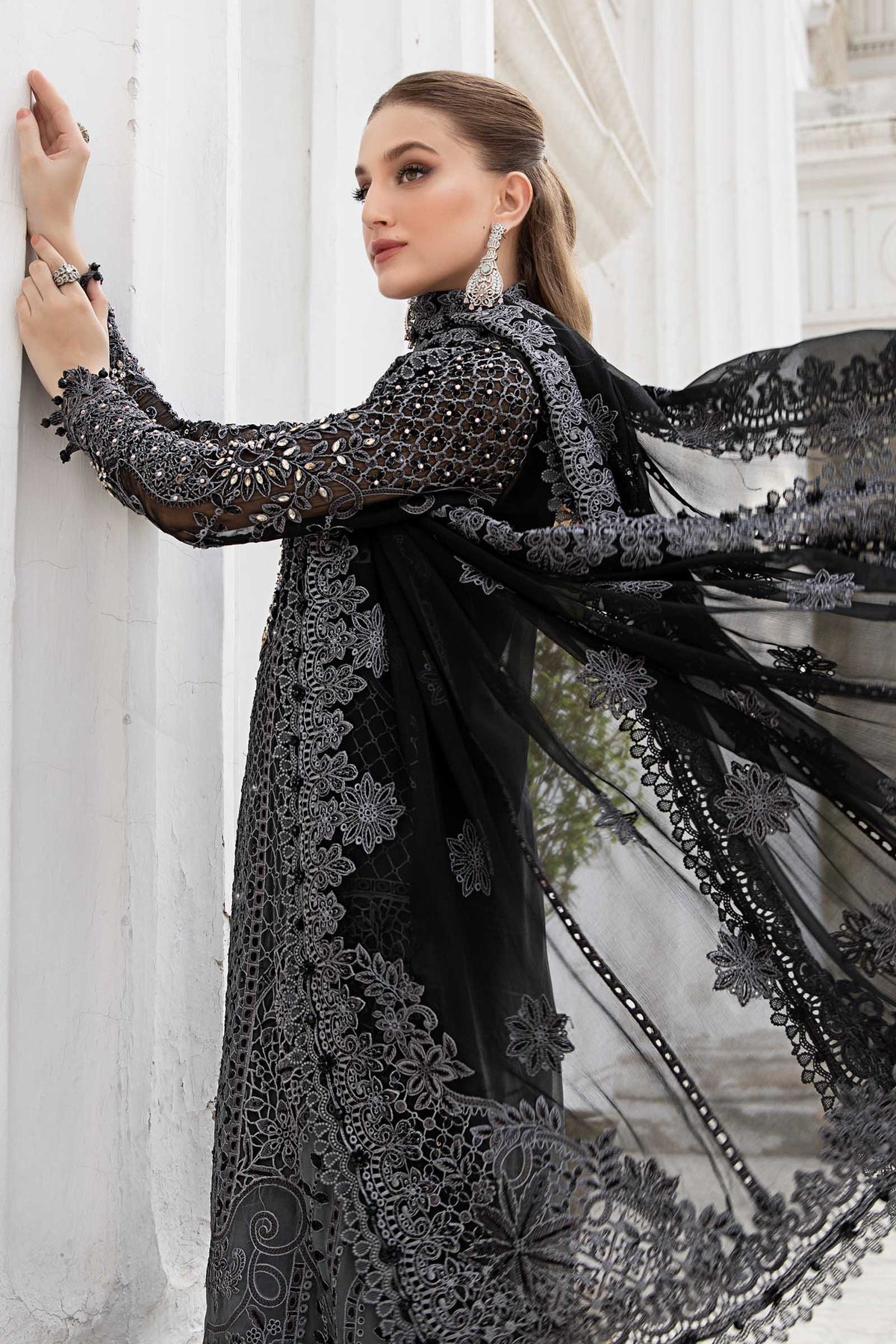 Maria B | Chiffon Formals 24 | Chiffon Suit | MPC-24-101 - Wedding Dress - Maria Faisal