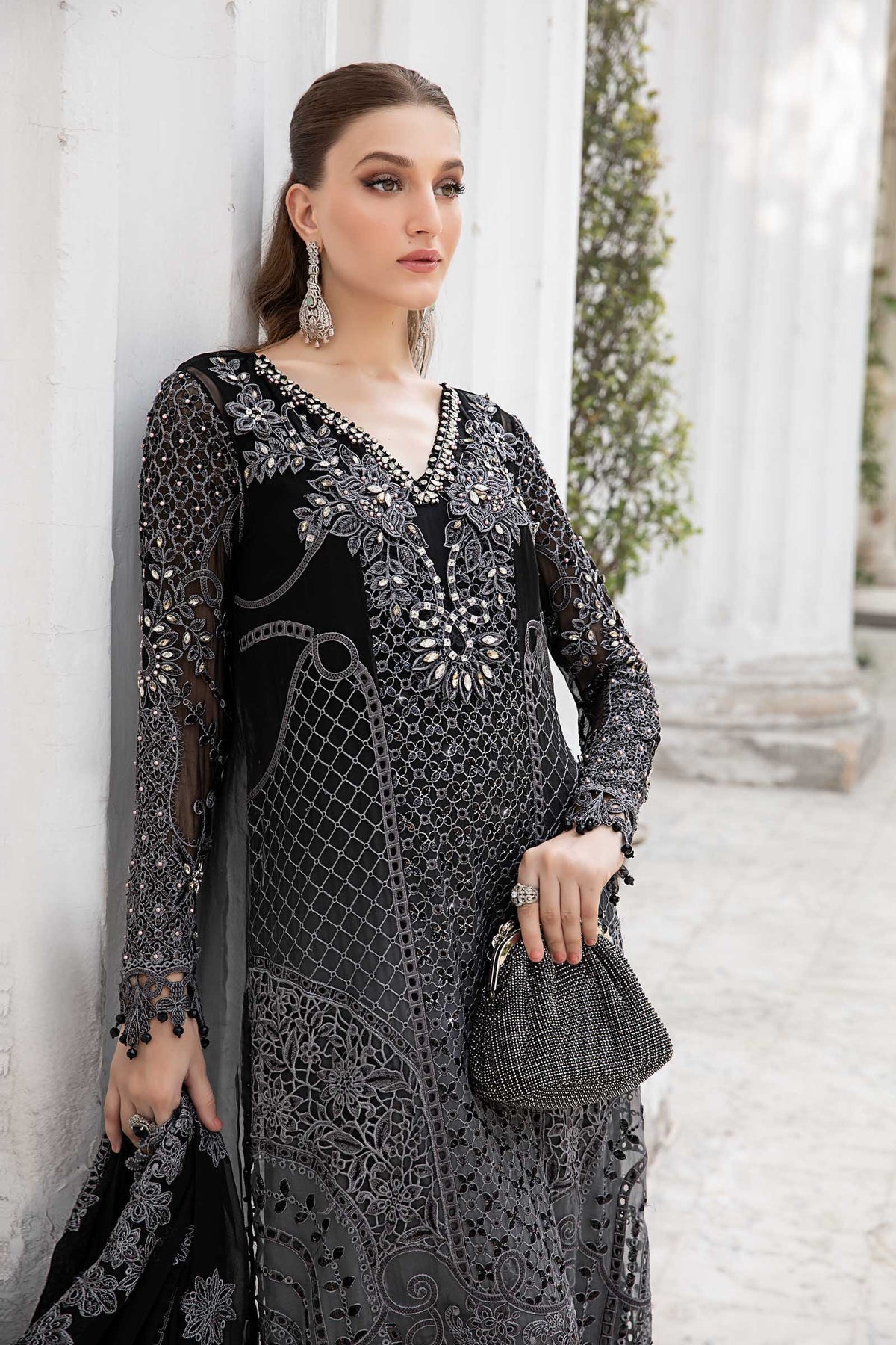 Maria B | Chiffon Formals 24 | Chiffon Suit | MPC-24-101 - Wedding Dress - Maria Faisal