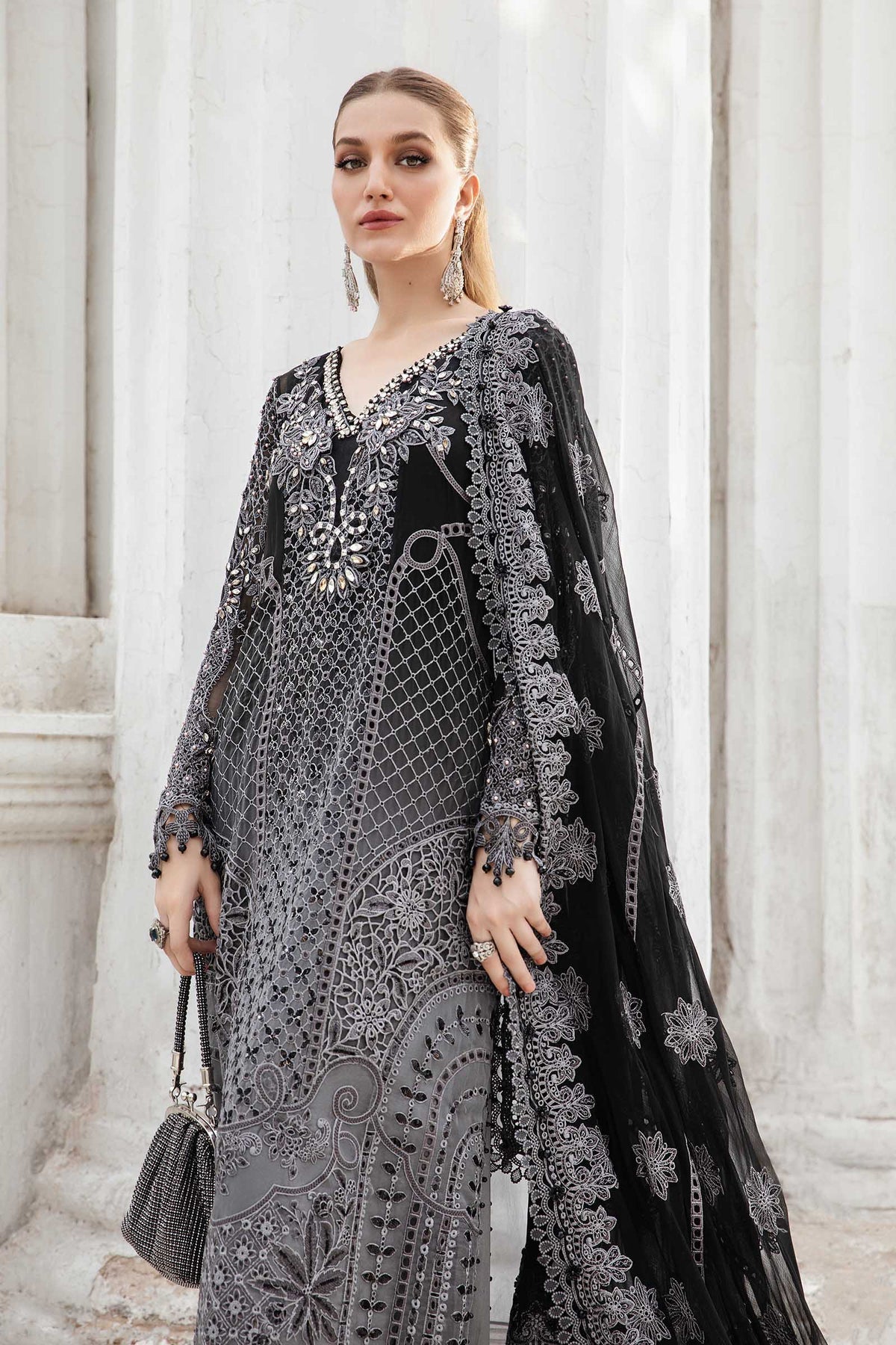 Maria B | Chiffon Formals 24 | Chiffon Suit | MPC-24-101 - Wedding Dress - Maria Faisal