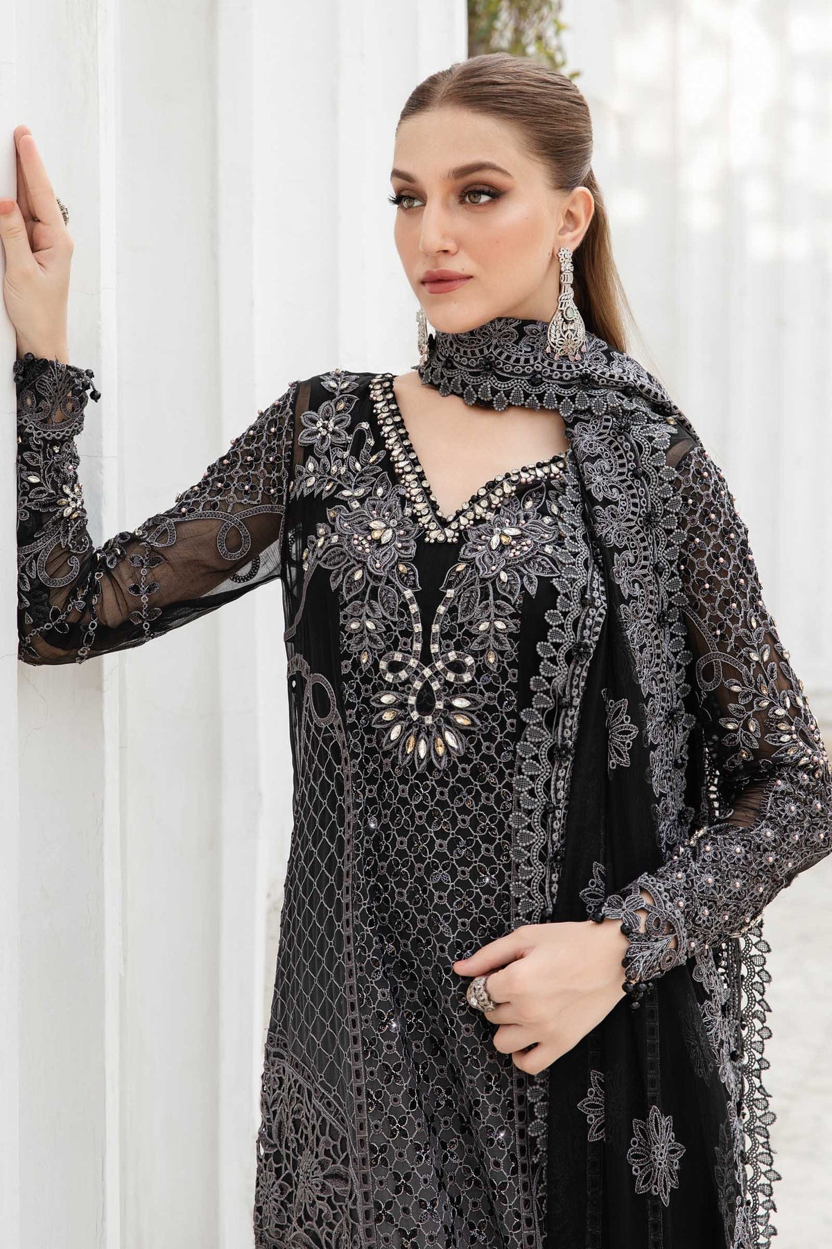 Maria B | Chiffon Formals 24 | Chiffon Suit | MPC-24-101 - Wedding Dress - Maria Faisal