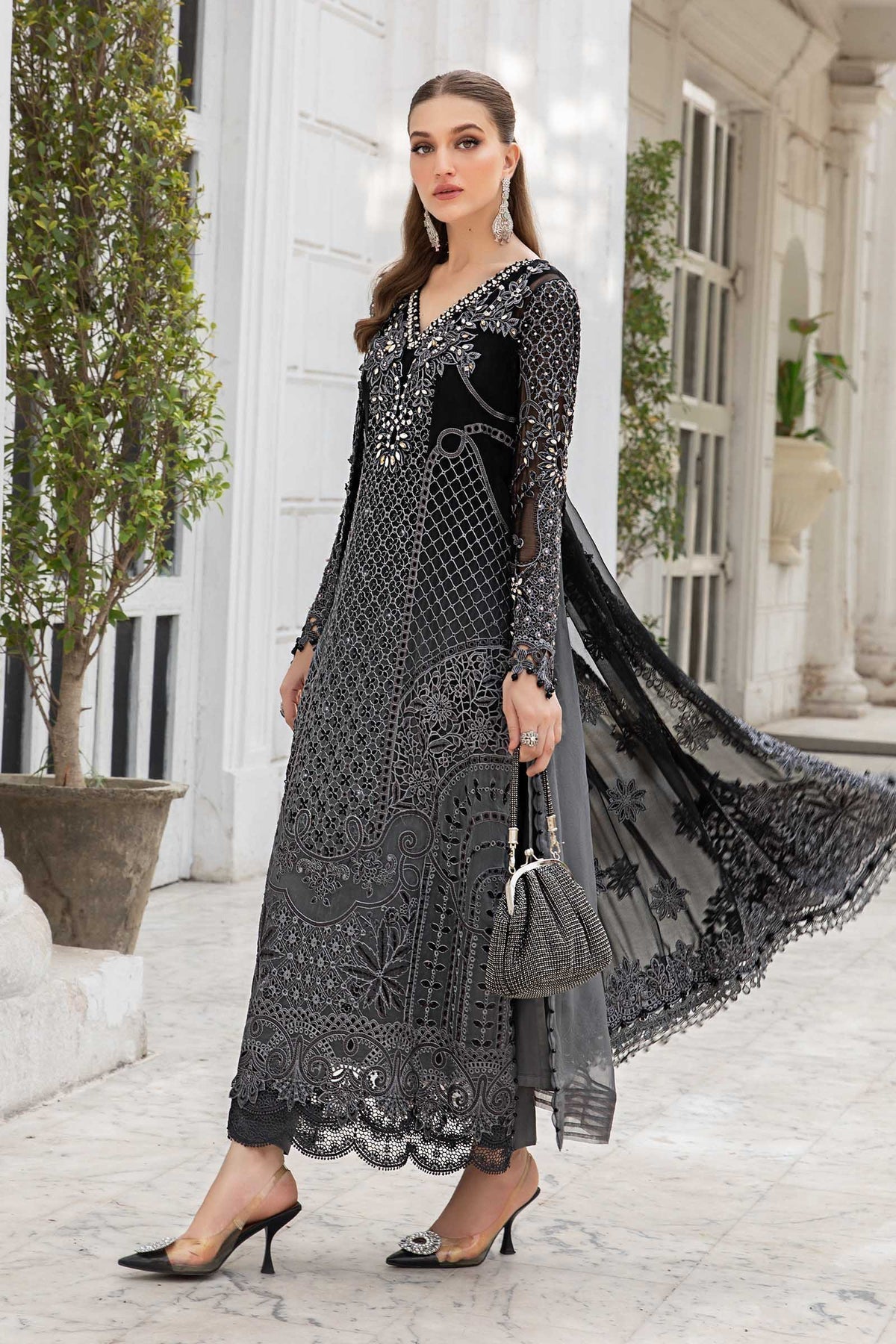 Maria B | Chiffon Formals 24 | Chiffon Suit | MPC-24-101 - Wedding Dress - Maria Faisal