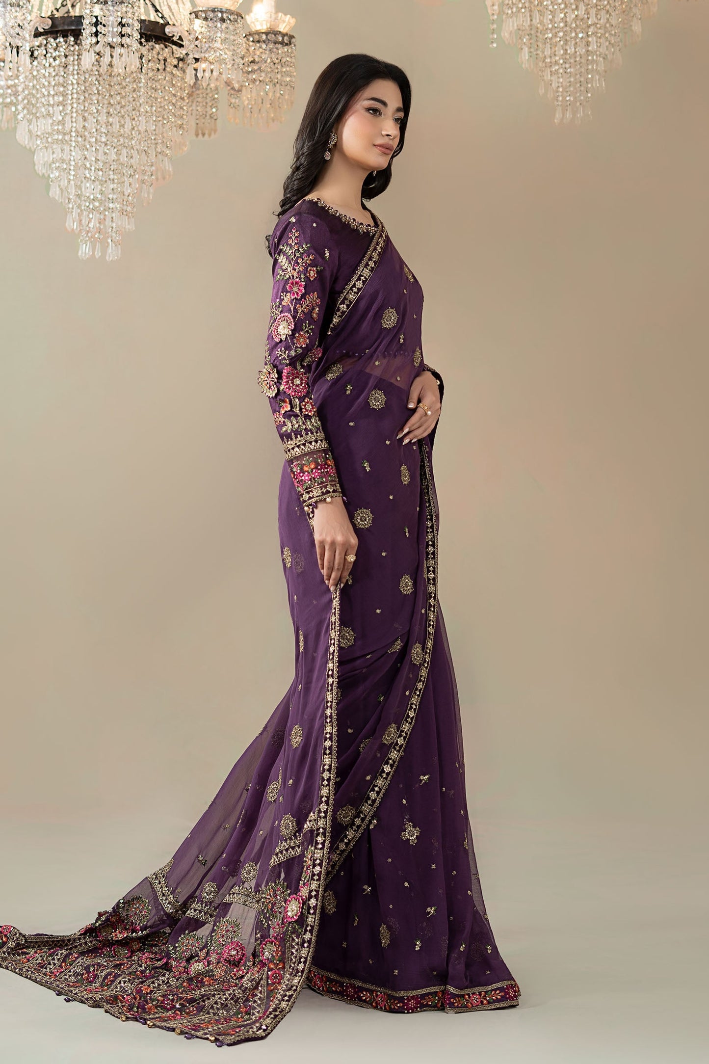 Maria B | Soiree Formals | WFS-09-01-Purple - Formal Dress - available at Maria Faisal in UK and USA.