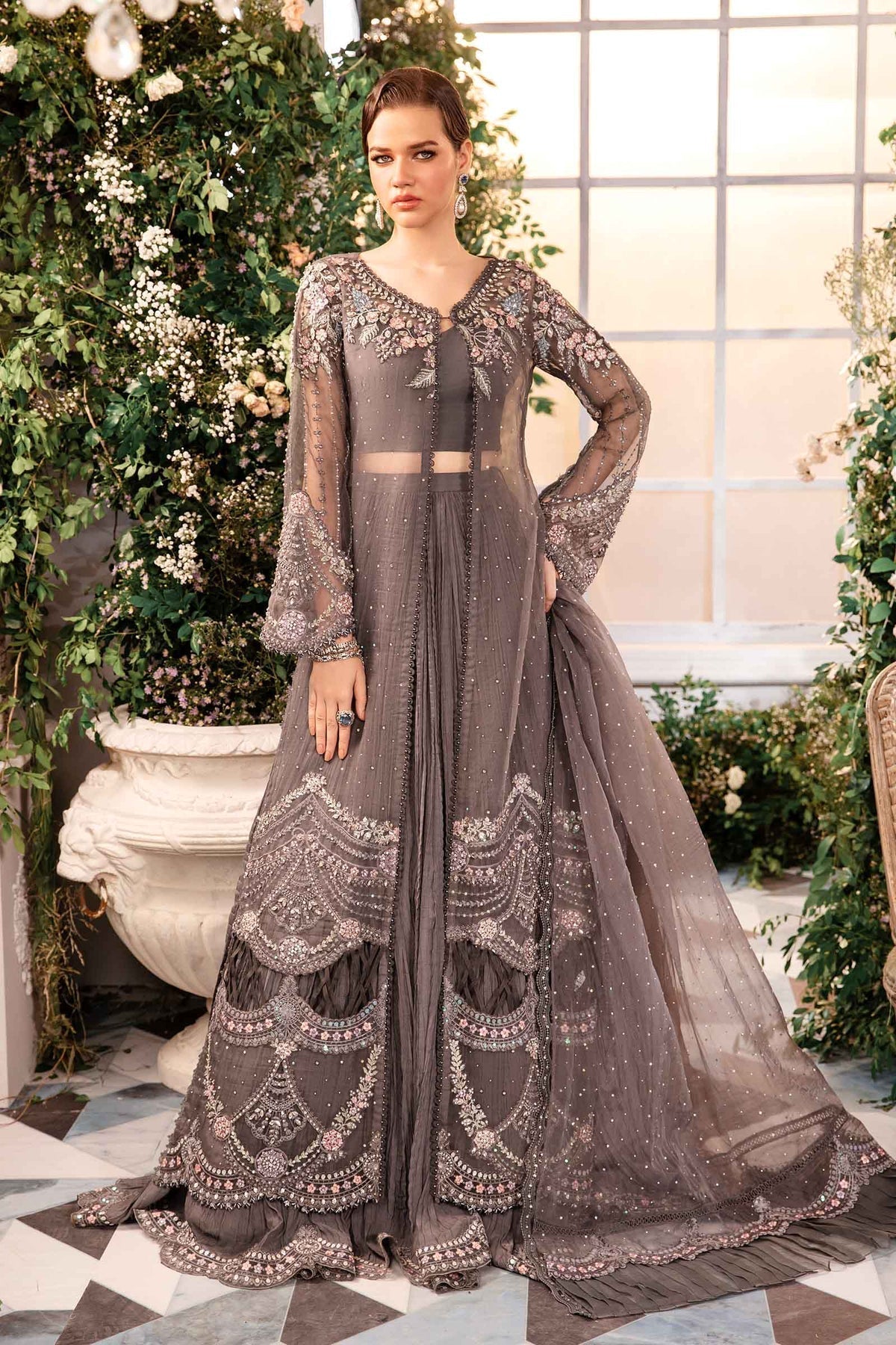 Maria B | Mbroidered Formals 24 | Organza Suit | BD-2902 - Designer Dress with Intricate embroidery and embellishments. Shop elegent wedding dress at Maria Faisal.