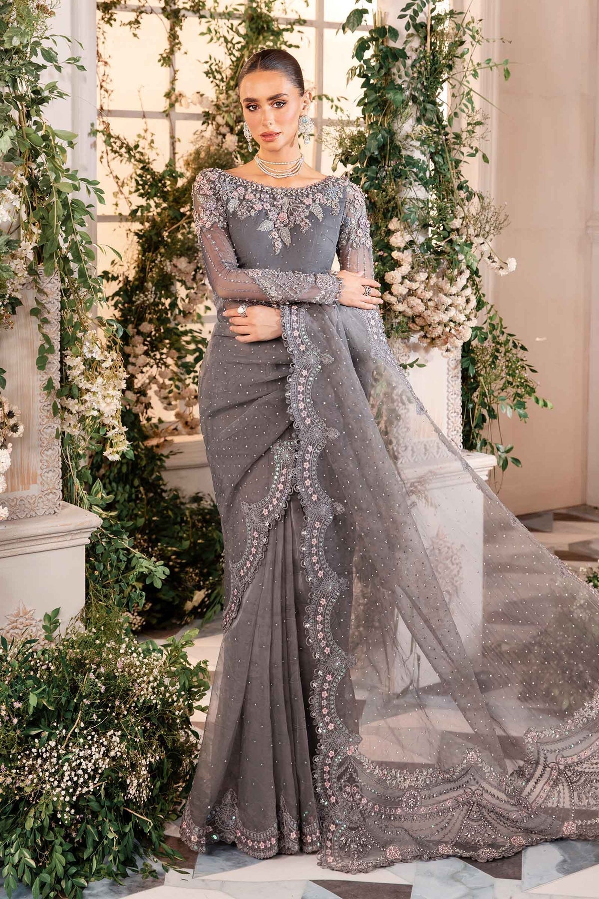 Maria B | Mbroidered Formals 24 | Organza Suit | BD-2902 - Designer Dress with Intricate embroidery and embellishments. Shop elegent wedding dress at Maria Faisal.