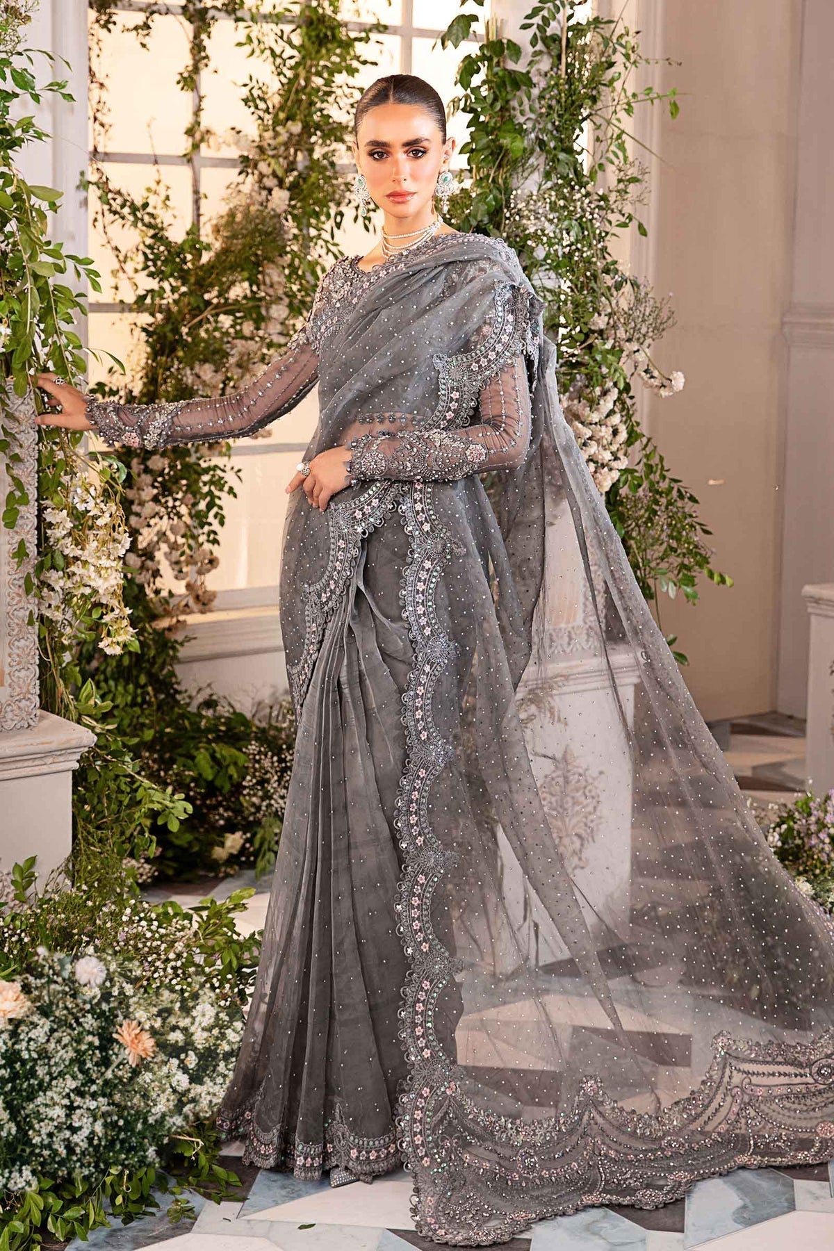 Maria B | Mbroidered Formals 24 | Organza Suit | BD-2902 - Designer Dress with Intricate embroidery and embellishments. Shop elegent wedding dress at Maria Faisal.