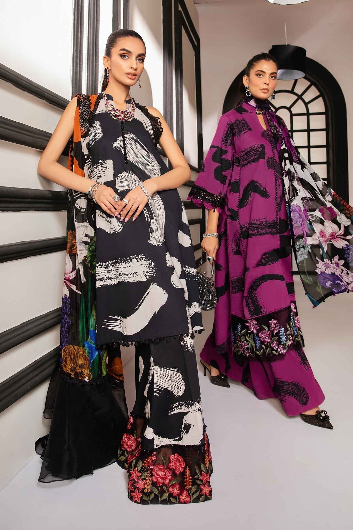 Maria.B | M Print Eid Edit | MPT-2205-B - Designer Dress with Intricate embroidery and embellishments. Shop elegent wedding dress at Maria Faisal.