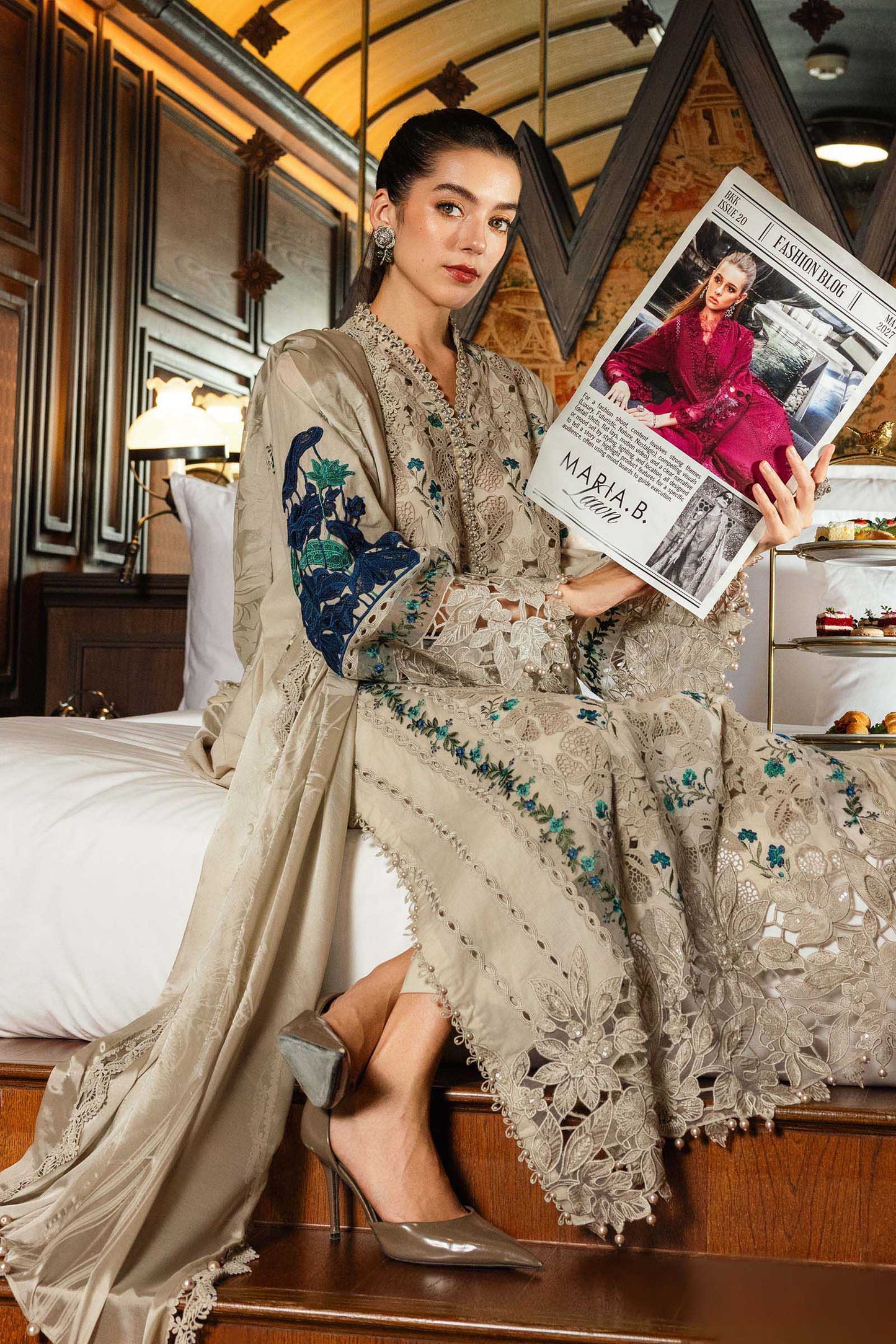 Maria B | luxury Lawn 26 | EL-26-08 - Formal Dress - available at Maria Faisal in UK and USA.