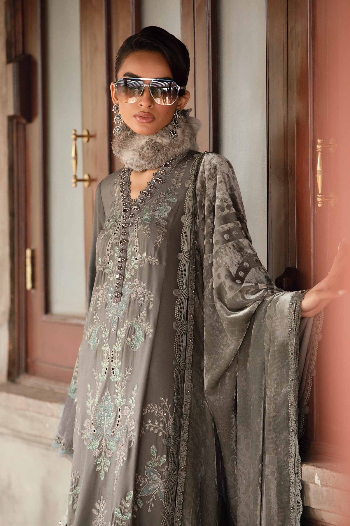 Maria B | Winter Luxe 24 | Velvet DL-1209 - Ladies Clothes - Maria Faisal