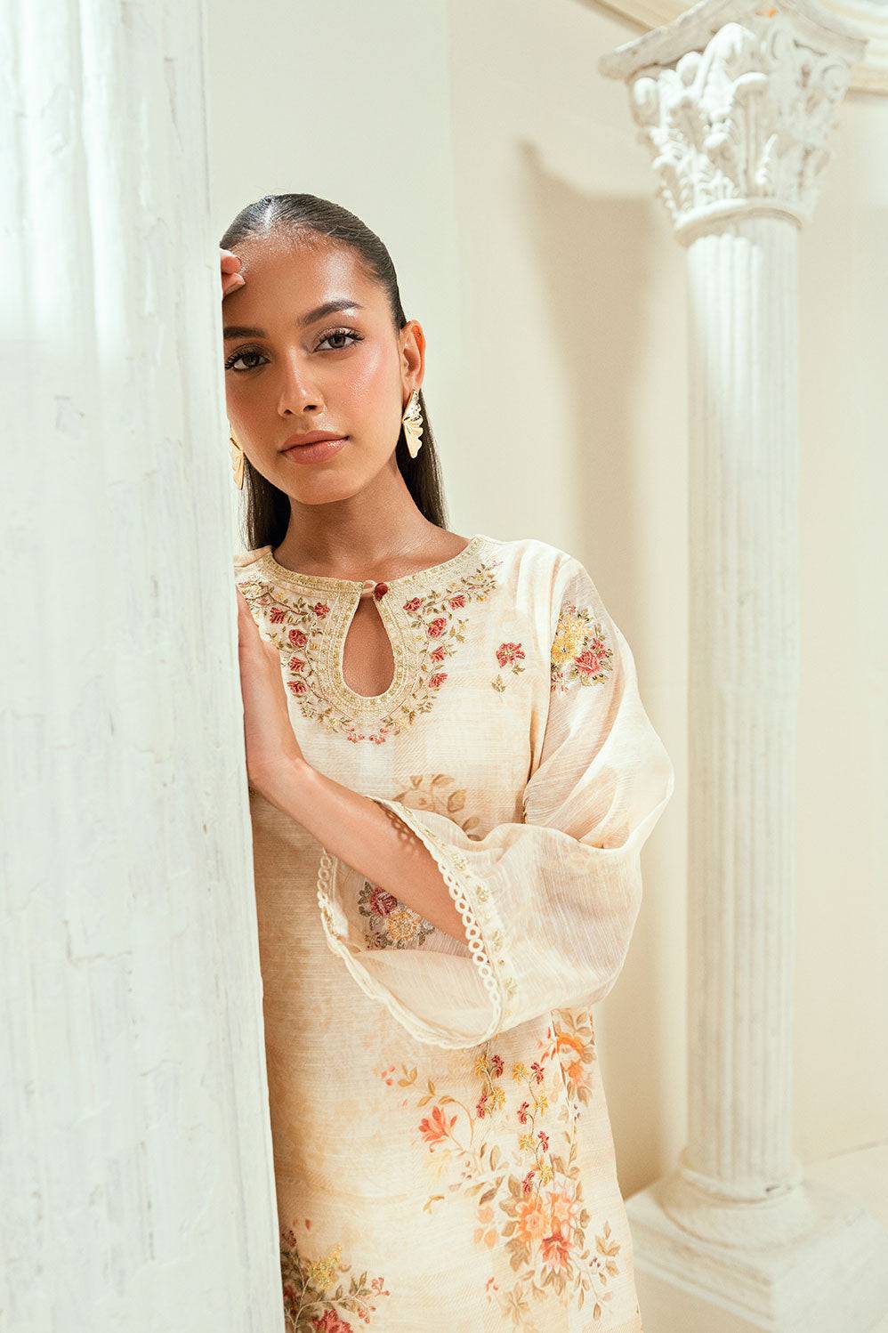 Dhanak | Signature Pret | SS24DA-2586 BEIGE by Maria Faisal - Registered Vendor of : Dhanak - type : Ladies Clothes - 100% original wedding dresses