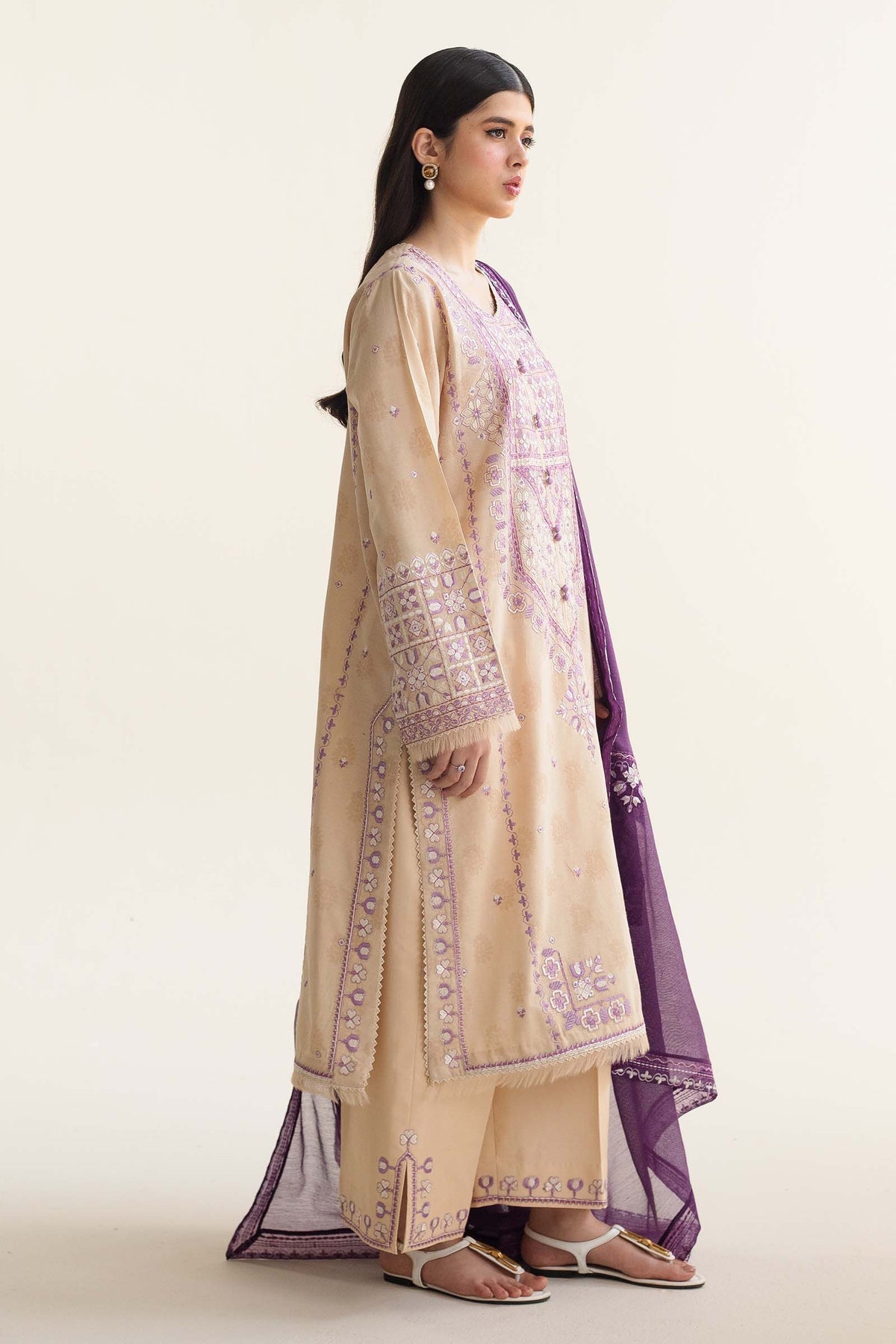 Zara Shahjahan | Coco Lawn Vol 2 | DINARA-5B - Designer Dress with Intricate embroidery and embellishments. Shop elegent wedding dress at Maria Faisal.