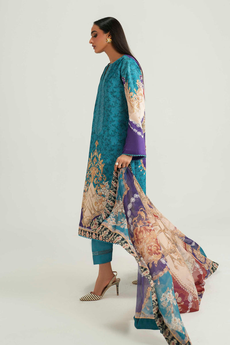 Akbar Aslam | Silk Pret | Azure - Luxury Dress - available at Maria Faisal in UK and USA.
