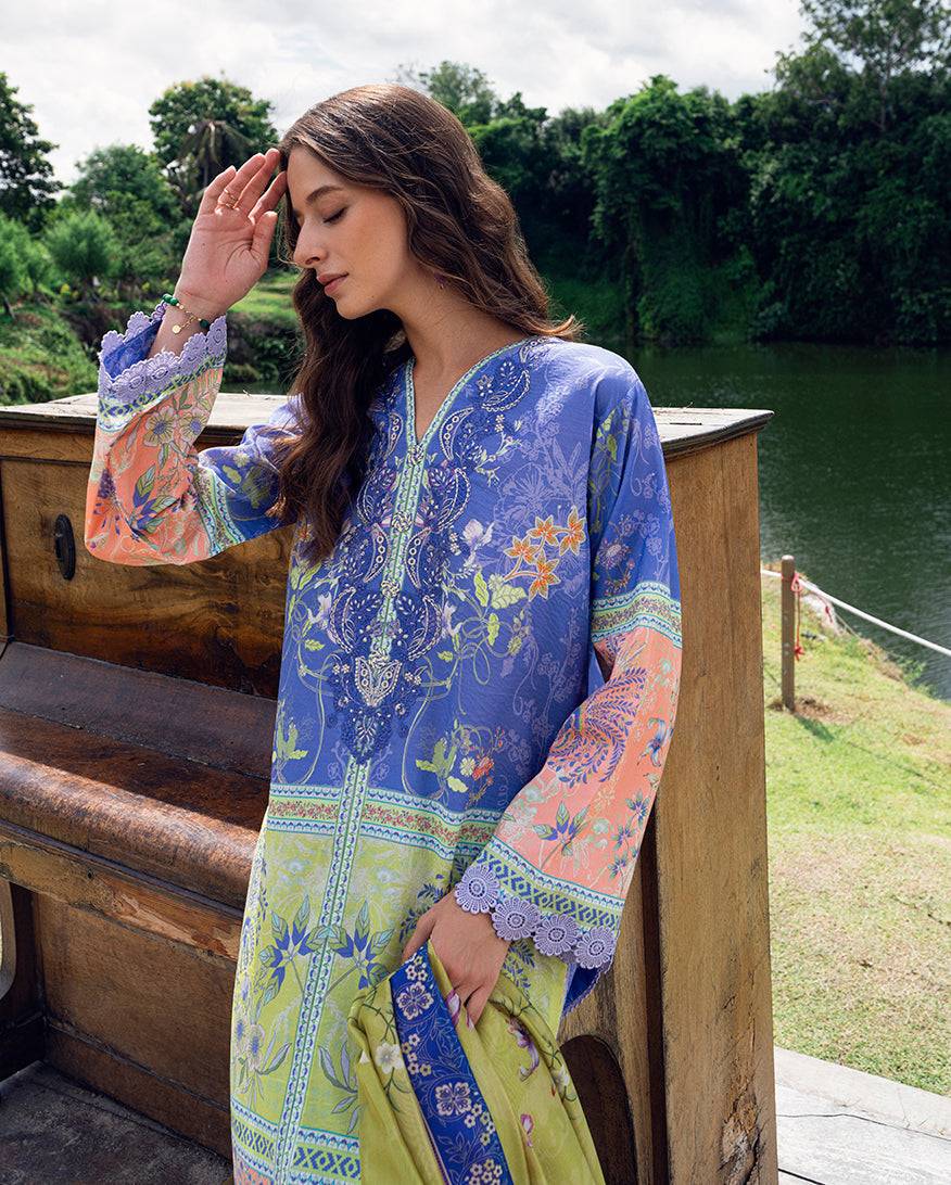 Roheenaz | Garden Veal Printed Lawn 25 | Inky Bloom by Maria Faisal - Registered Vendor of : Roheenaz - type : Ladies Clothes - 100% original wedding dresses