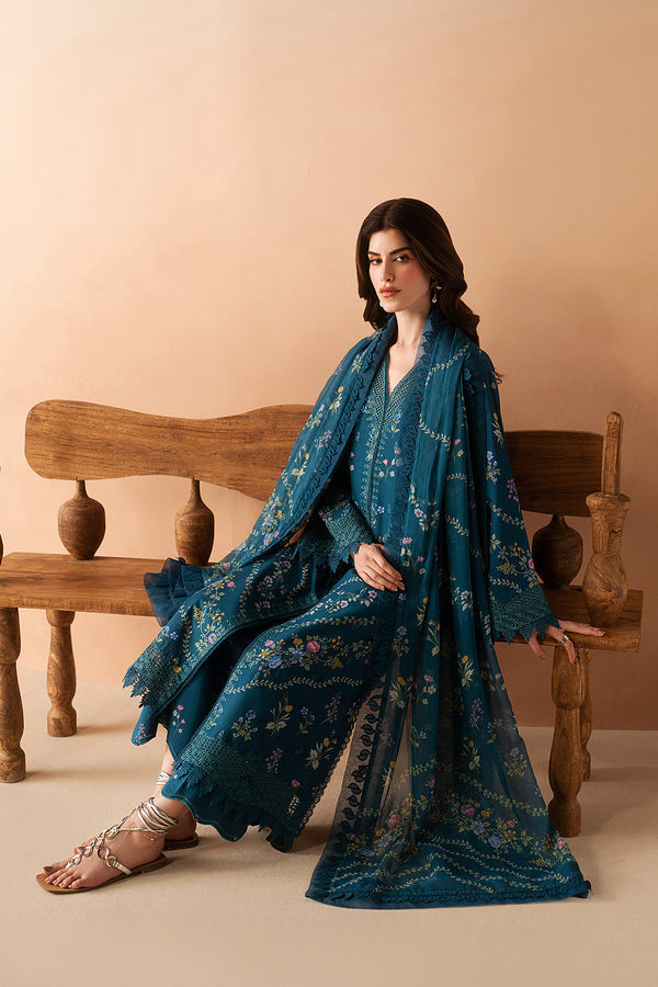 Afrozeh | The Haze 26 | Luem Teal - Luxury Dress - available at Maria Faisal in UK and USA.