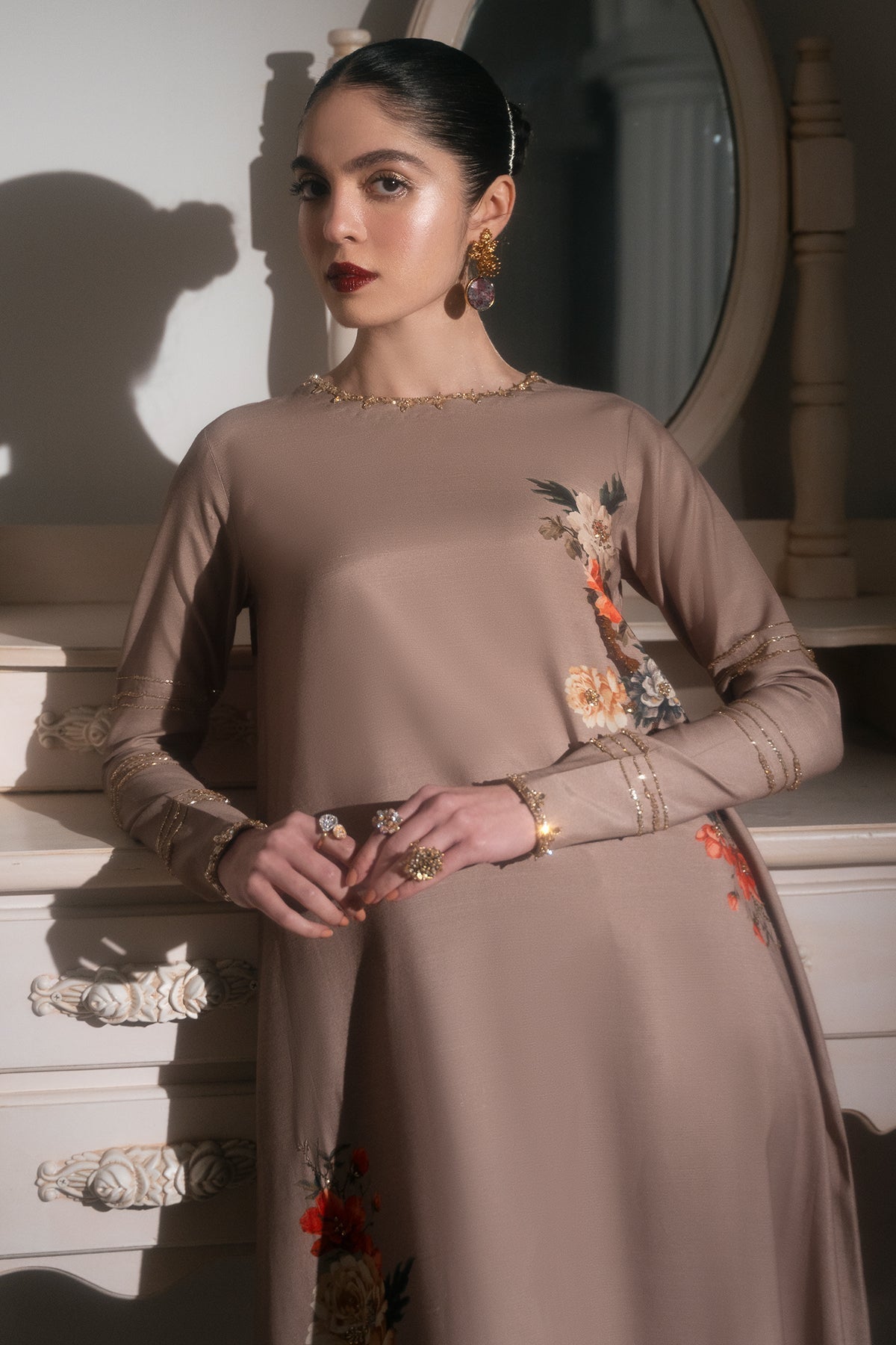 Mina Kashif | Emilie Formals | Koya (Beige) - Formal Dress - available at Maria Faisal in UK and USA.