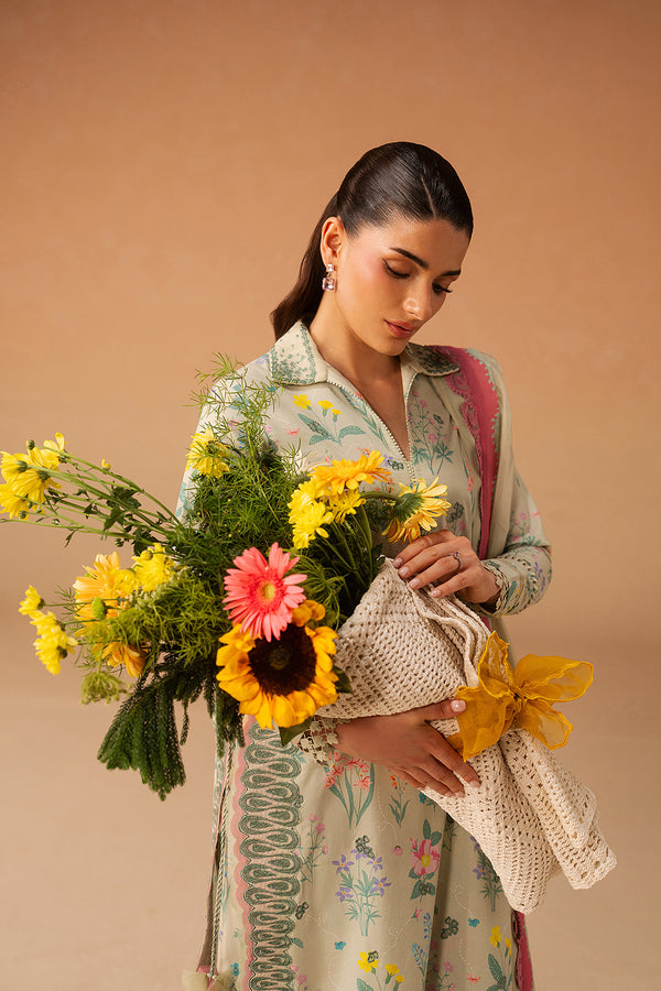 Afrozeh | The Haze 26 | Sunlaced Green - Luxury Dress - available at Maria Faisal in UK and USA.
